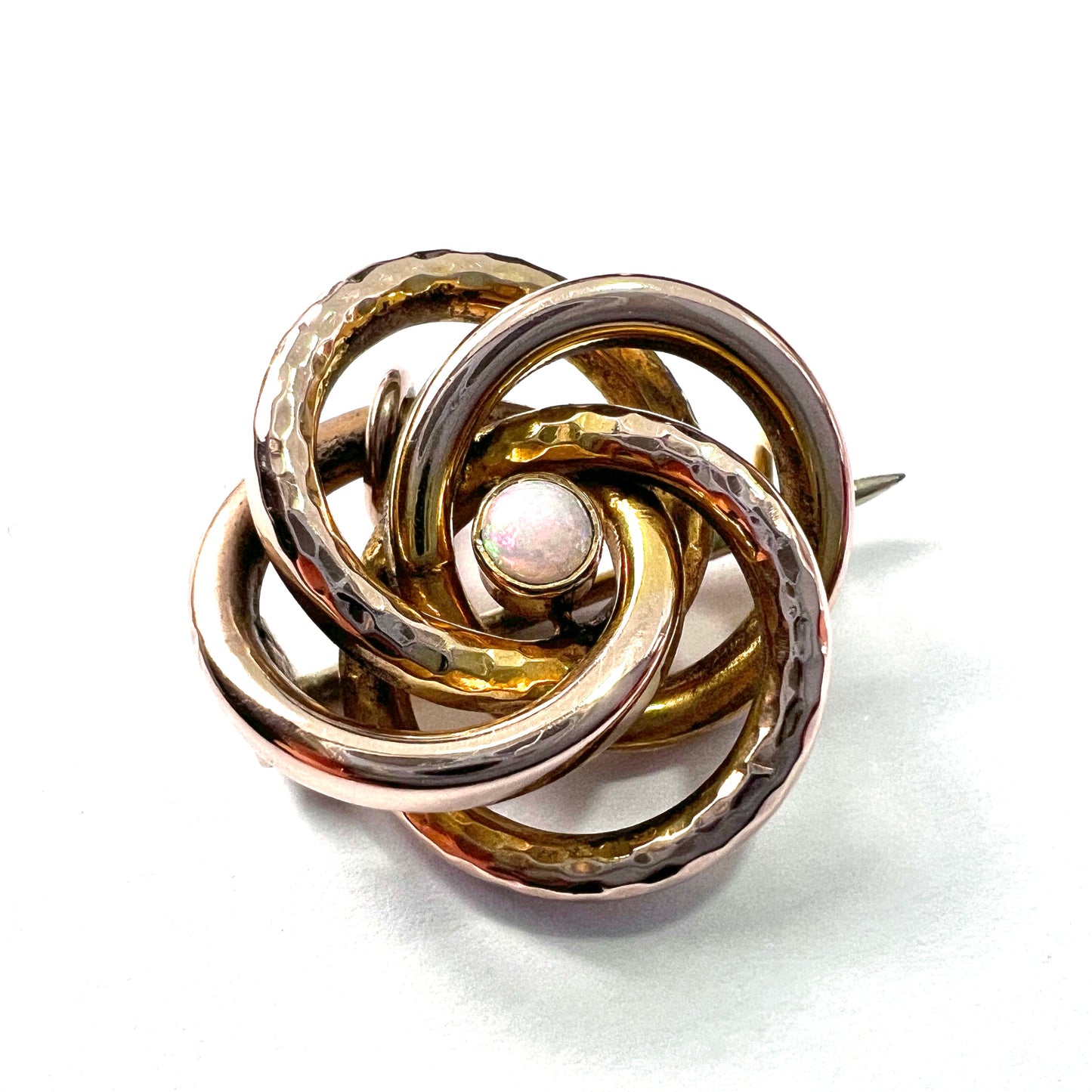 Victorian 9CT Gold Opal Lovers Knot Brooch