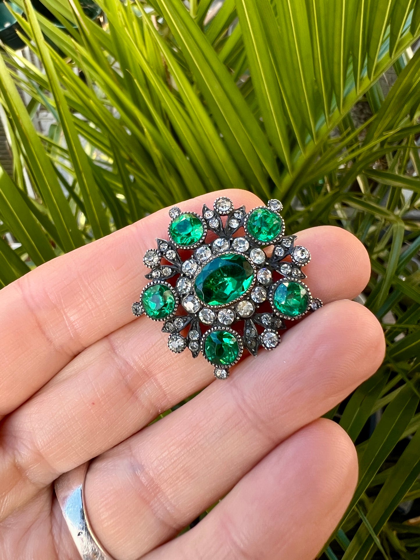 Georgian/Victorian Silver Emerald Paste Brooch