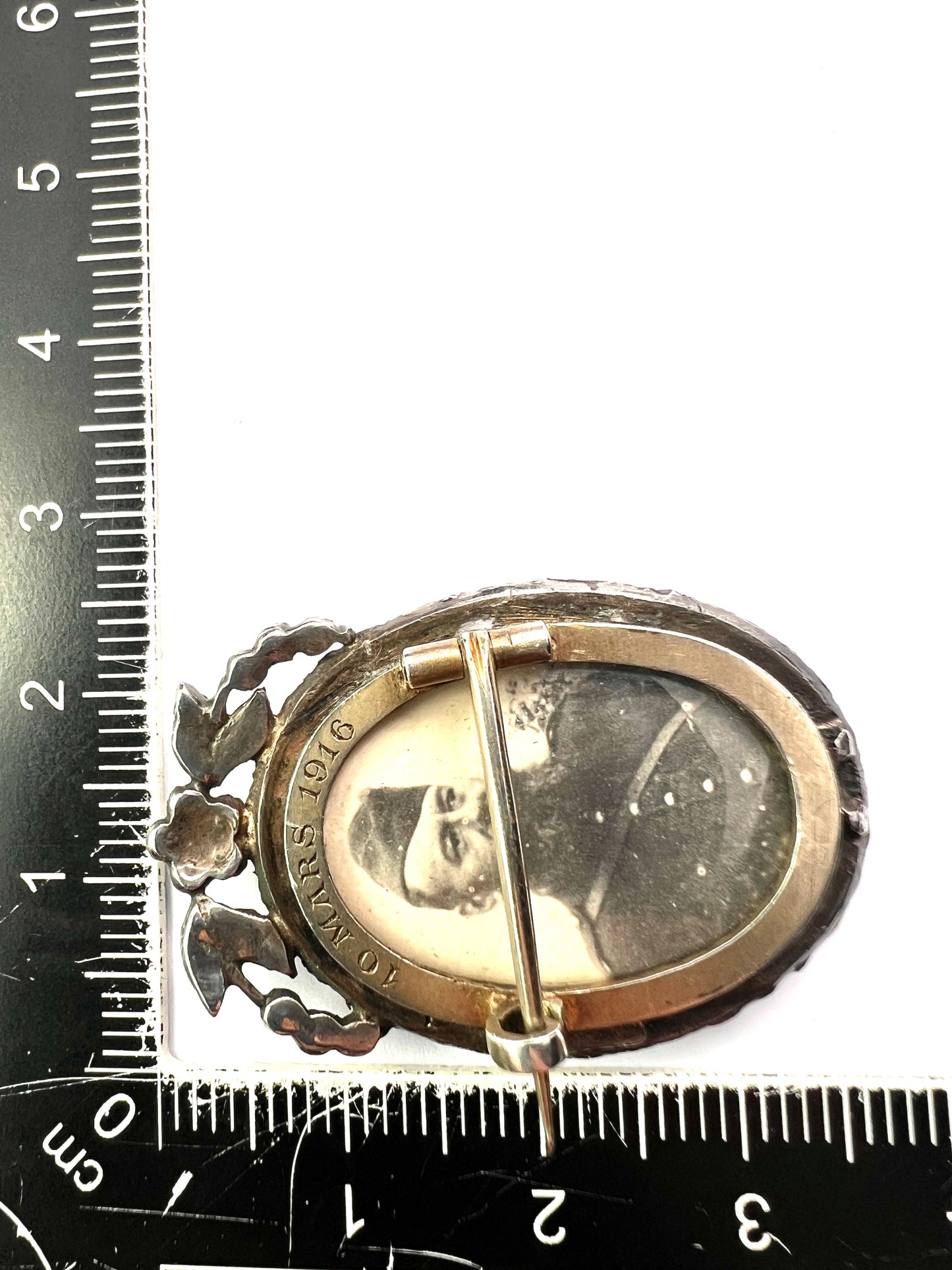 Georgian Silver and Pearl Hand Painted Miniature Brooch