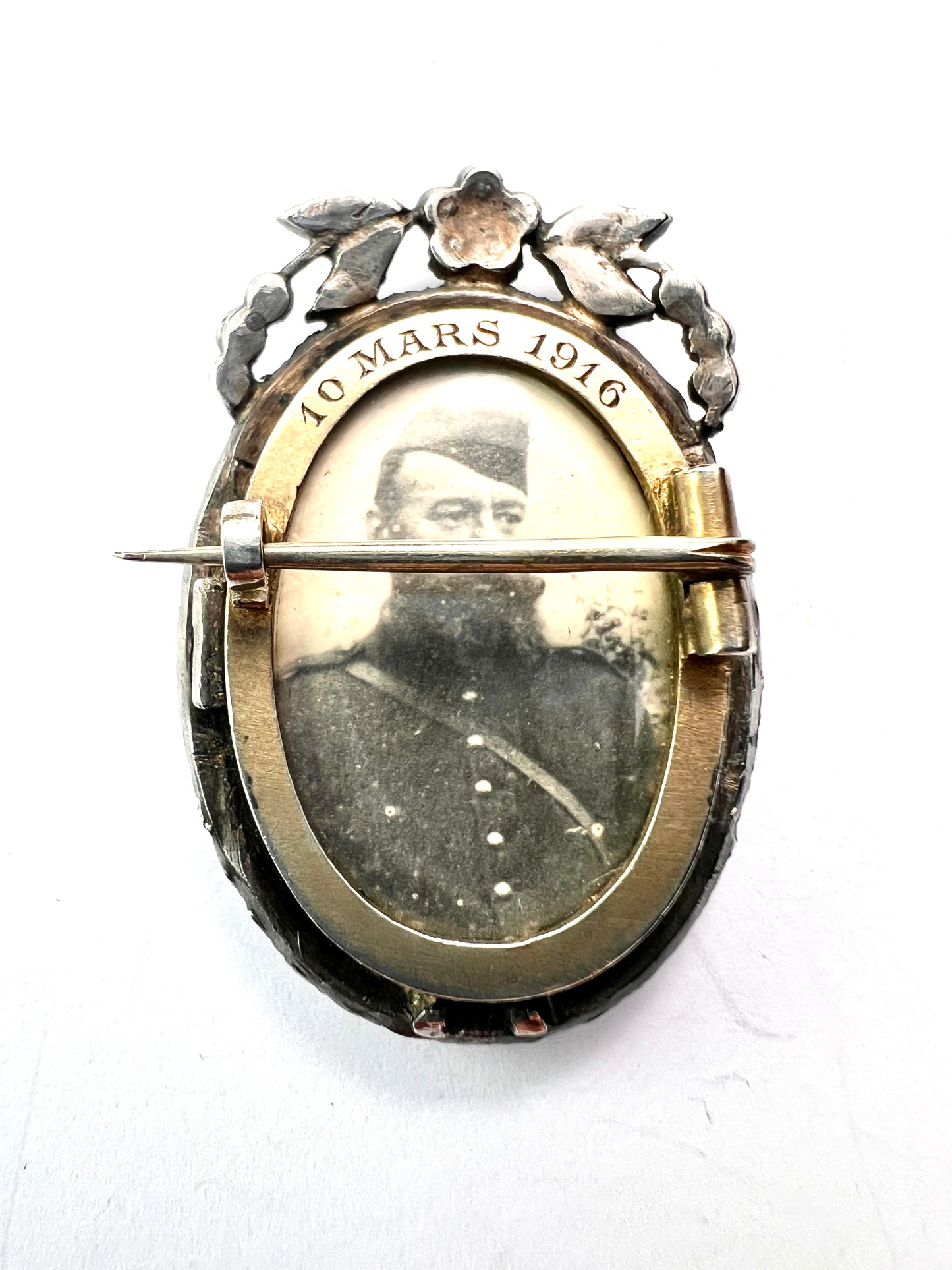 Georgian Silver and Pearl Hand Painted Miniature Brooch