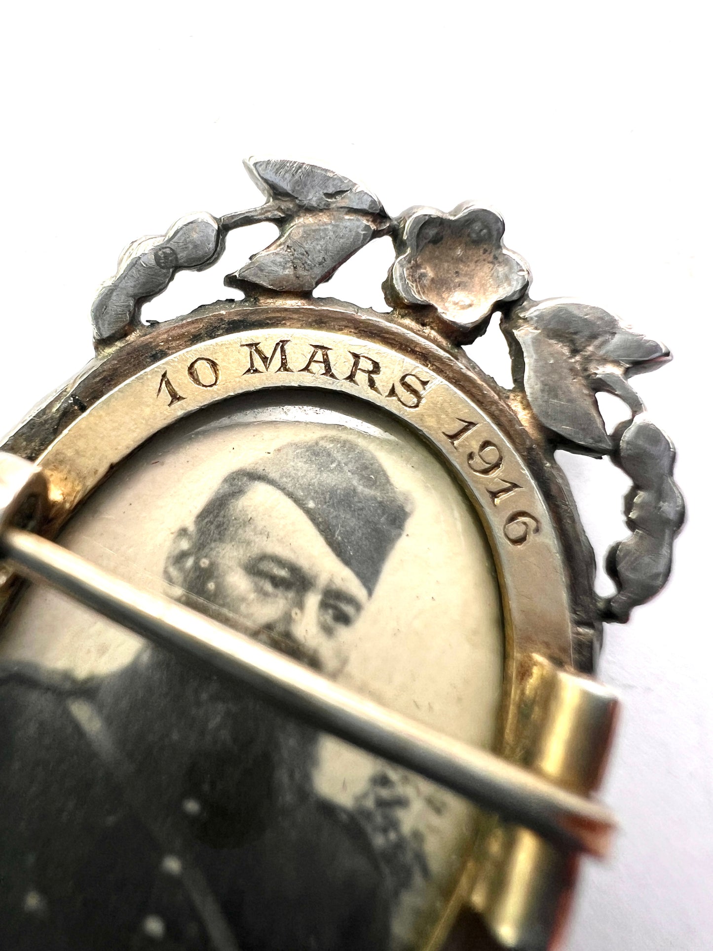 Georgian Silver and Pearl Hand Painted Miniature Brooch