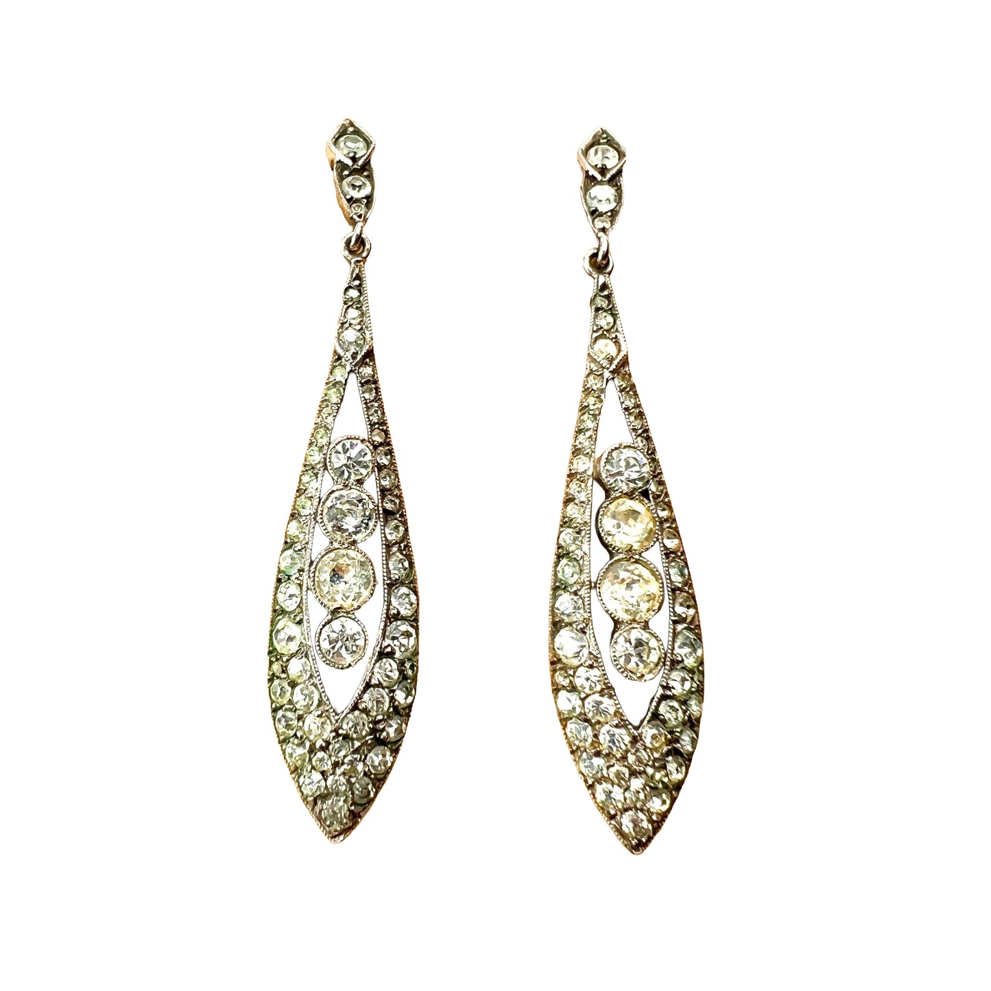 Boxed Vintage Art Deco Sparkly Paste Drop Earrings