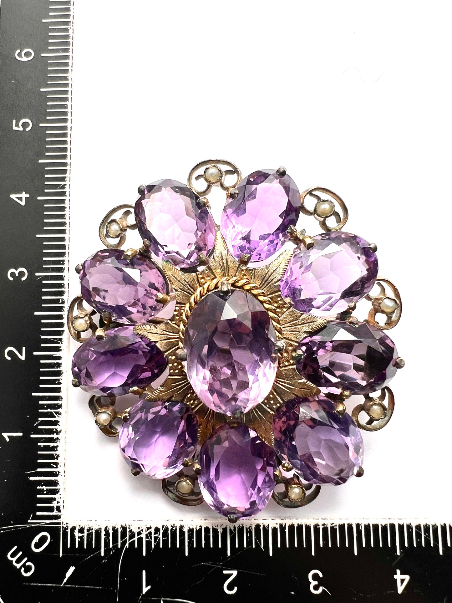 Large Victorian Amethyst Cluster Brooch