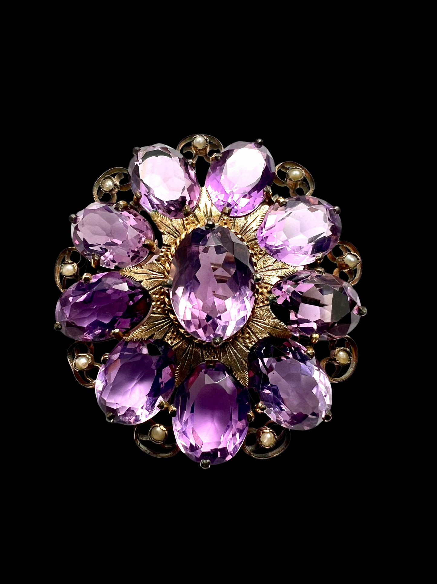 Large Victorian Amethyst Cluster Brooch