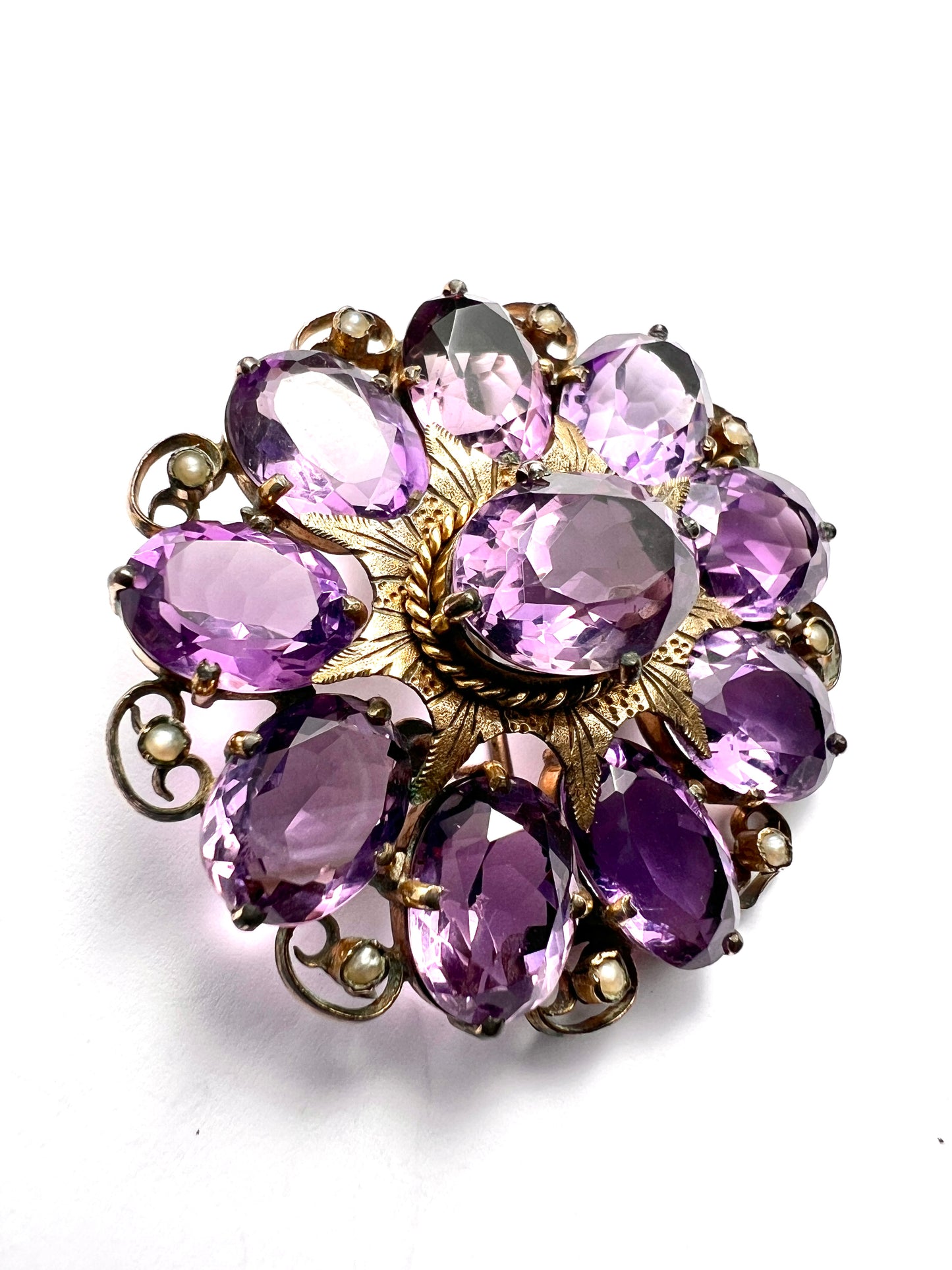 Large Victorian Amethyst Cluster Brooch