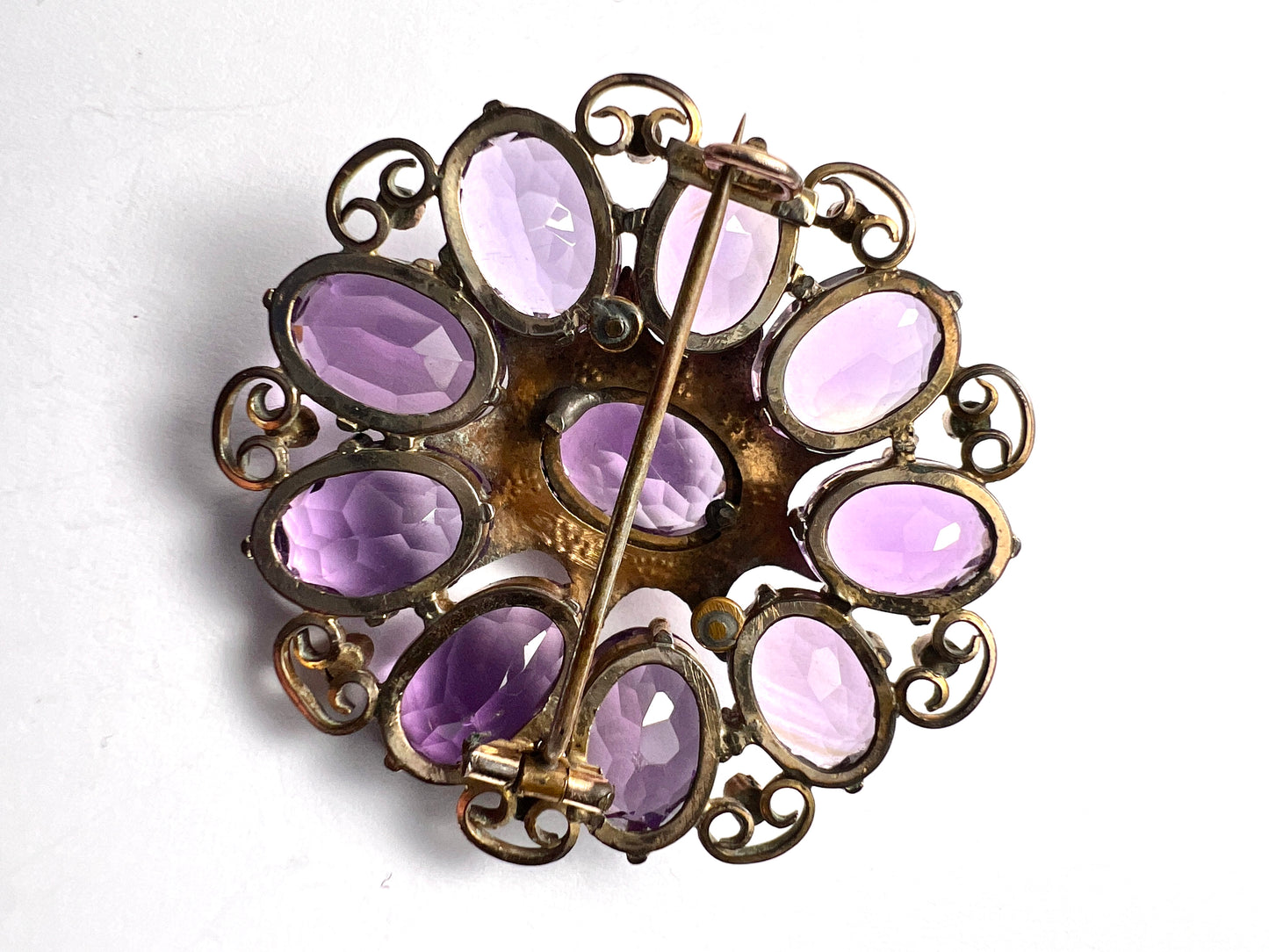 Large Victorian Amethyst Cluster Brooch