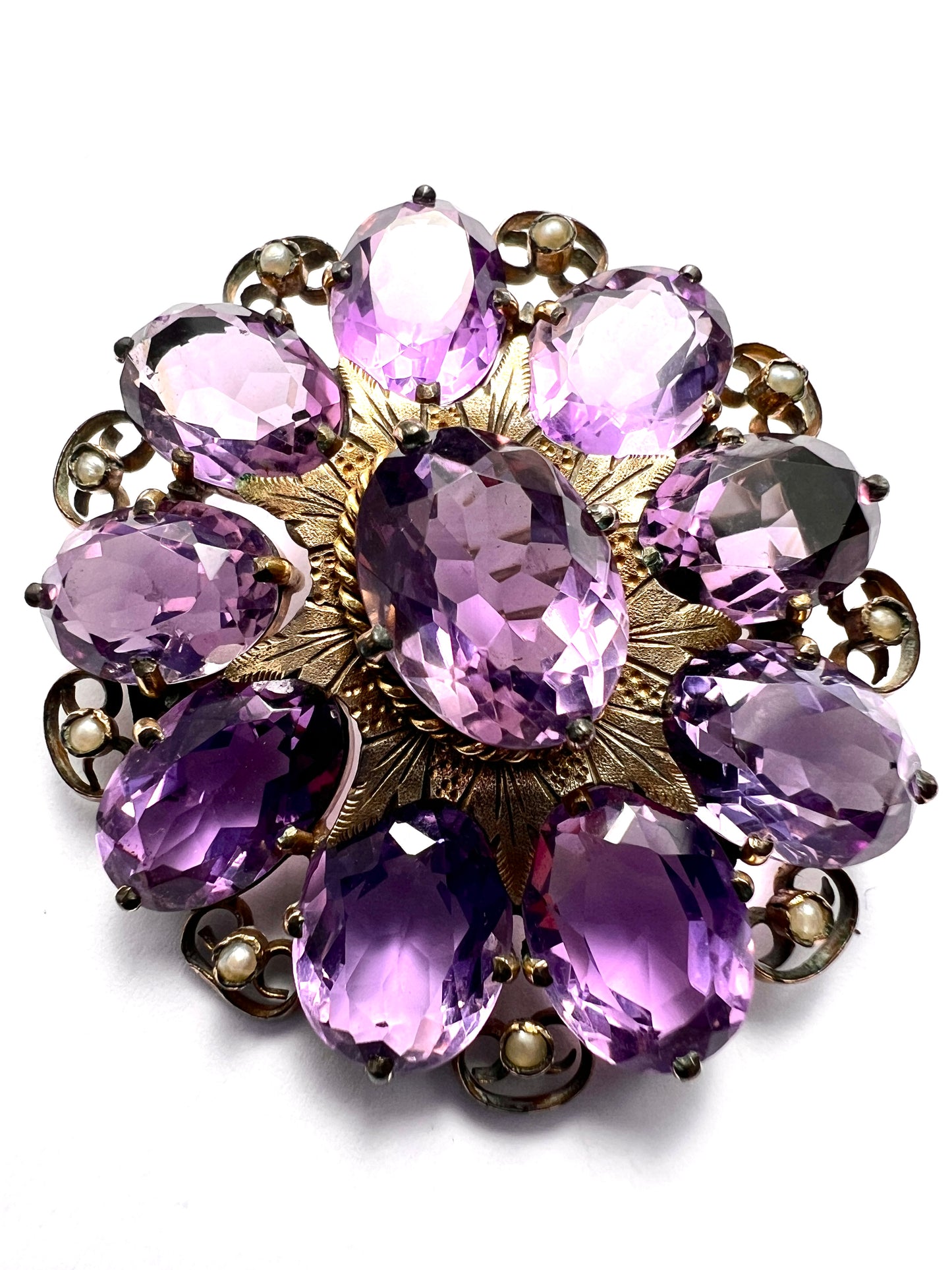 Large Victorian Amethyst Cluster Brooch