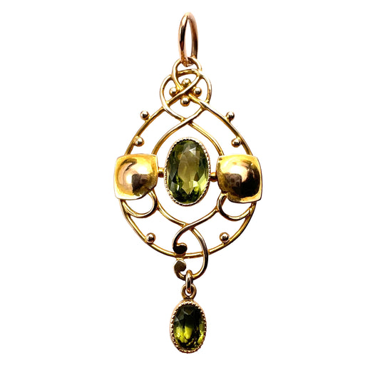 Murrle Bennett Edwardian Art Nouveau 15CT Gold Peridot Pendant