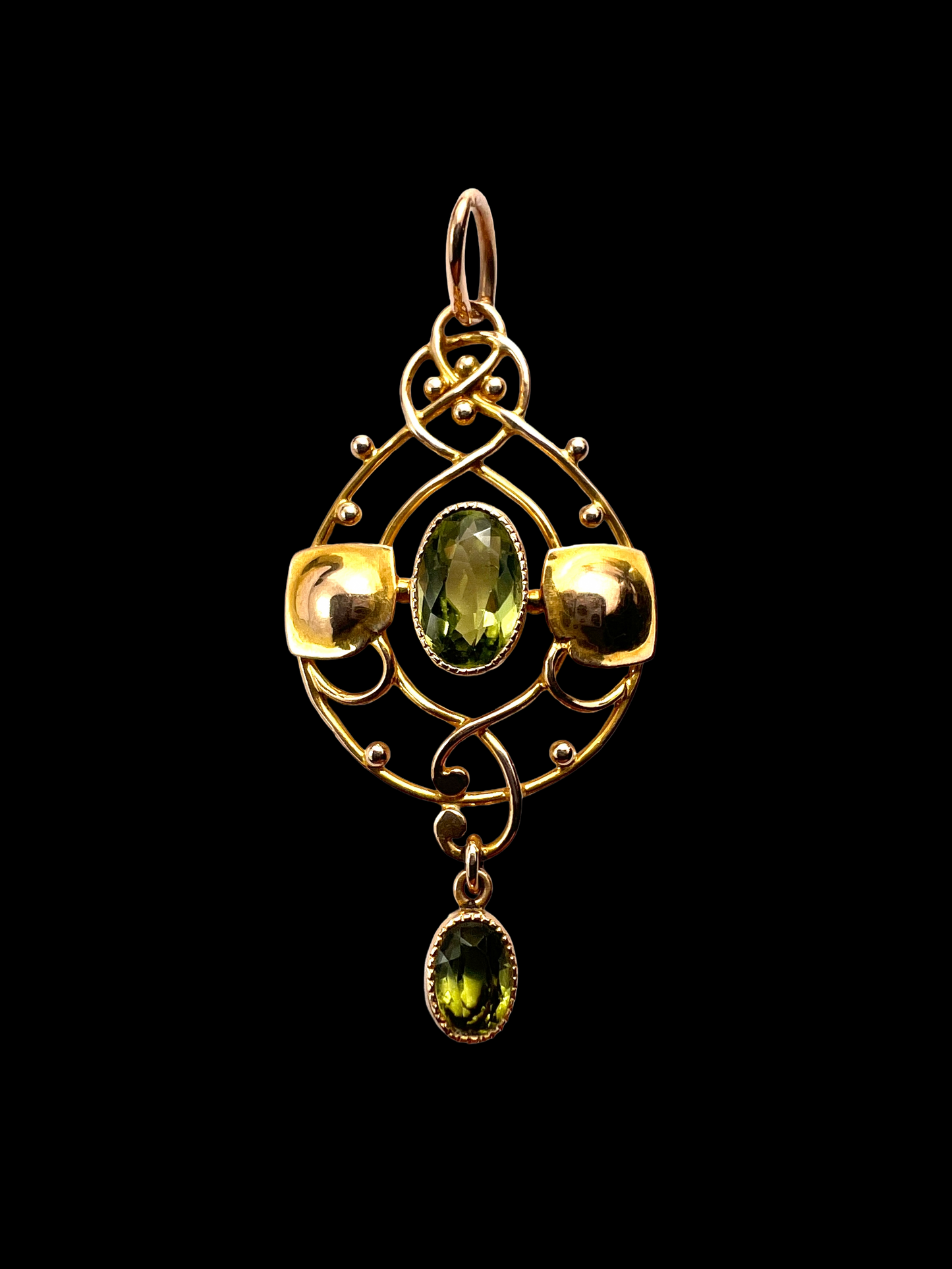 Murrle Bennett Edwardian Art Nouveau 15CT Gold Peridot Pendant