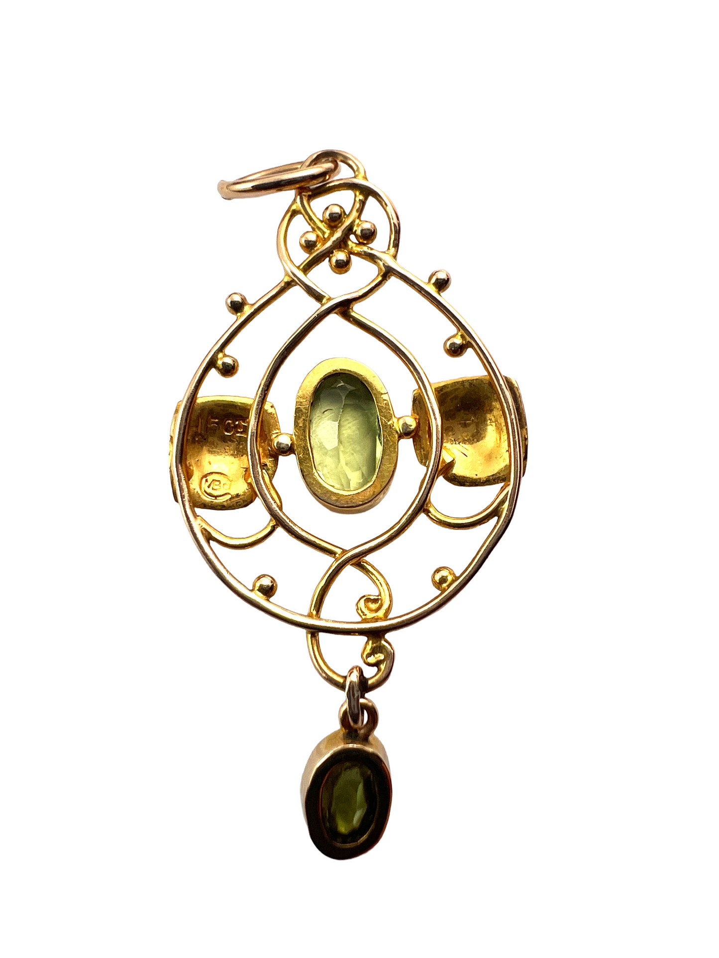 Murrle Bennett Edwardian Art Nouveau 15CT Gold Peridot Pendant