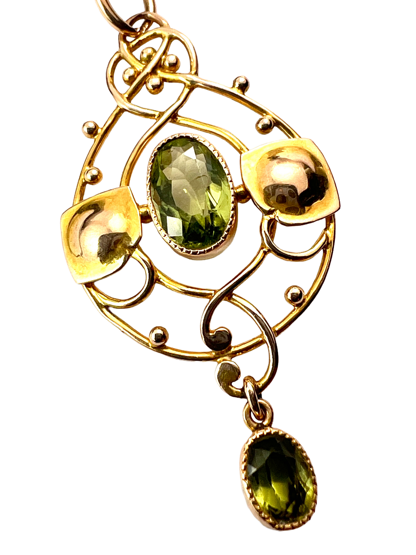 Murrle Bennett Edwardian Art Nouveau 15CT Gold Peridot Pendant
