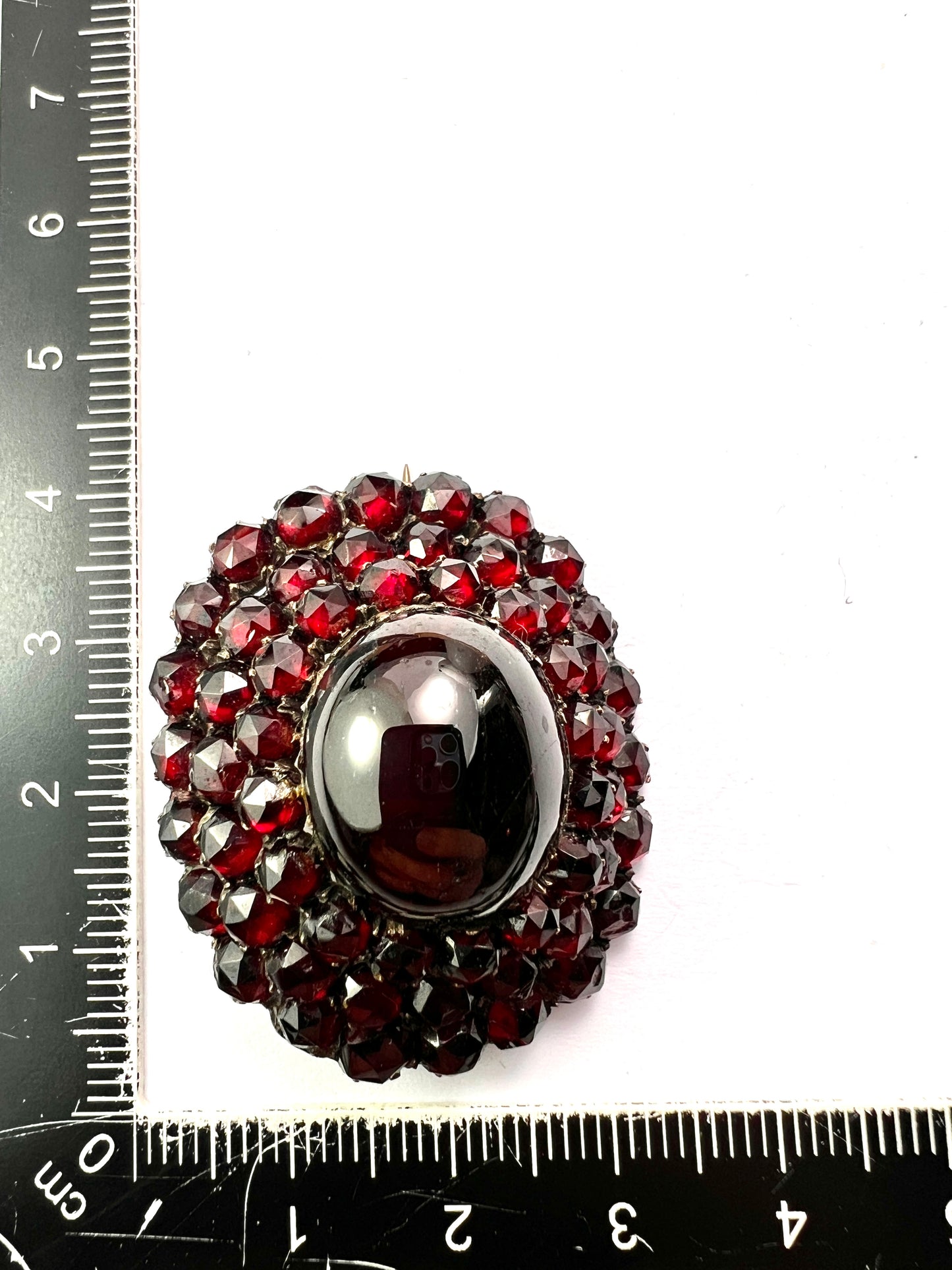 Large Victorian Garnet Cluster Brooch