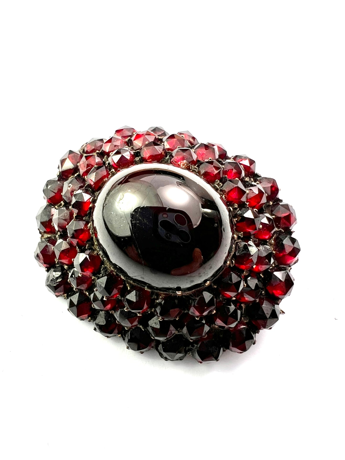 Large Victorian Garnet Cluster Brooch