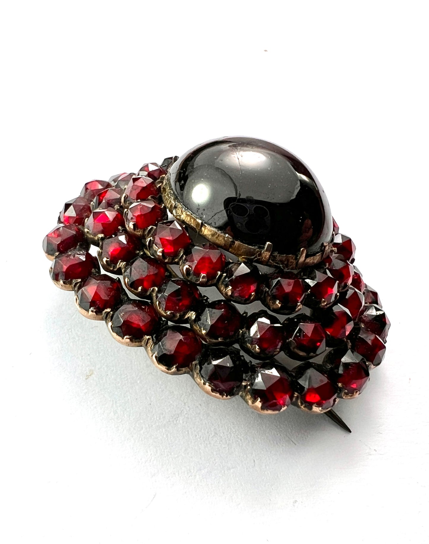 Large Victorian Garnet Cluster Brooch