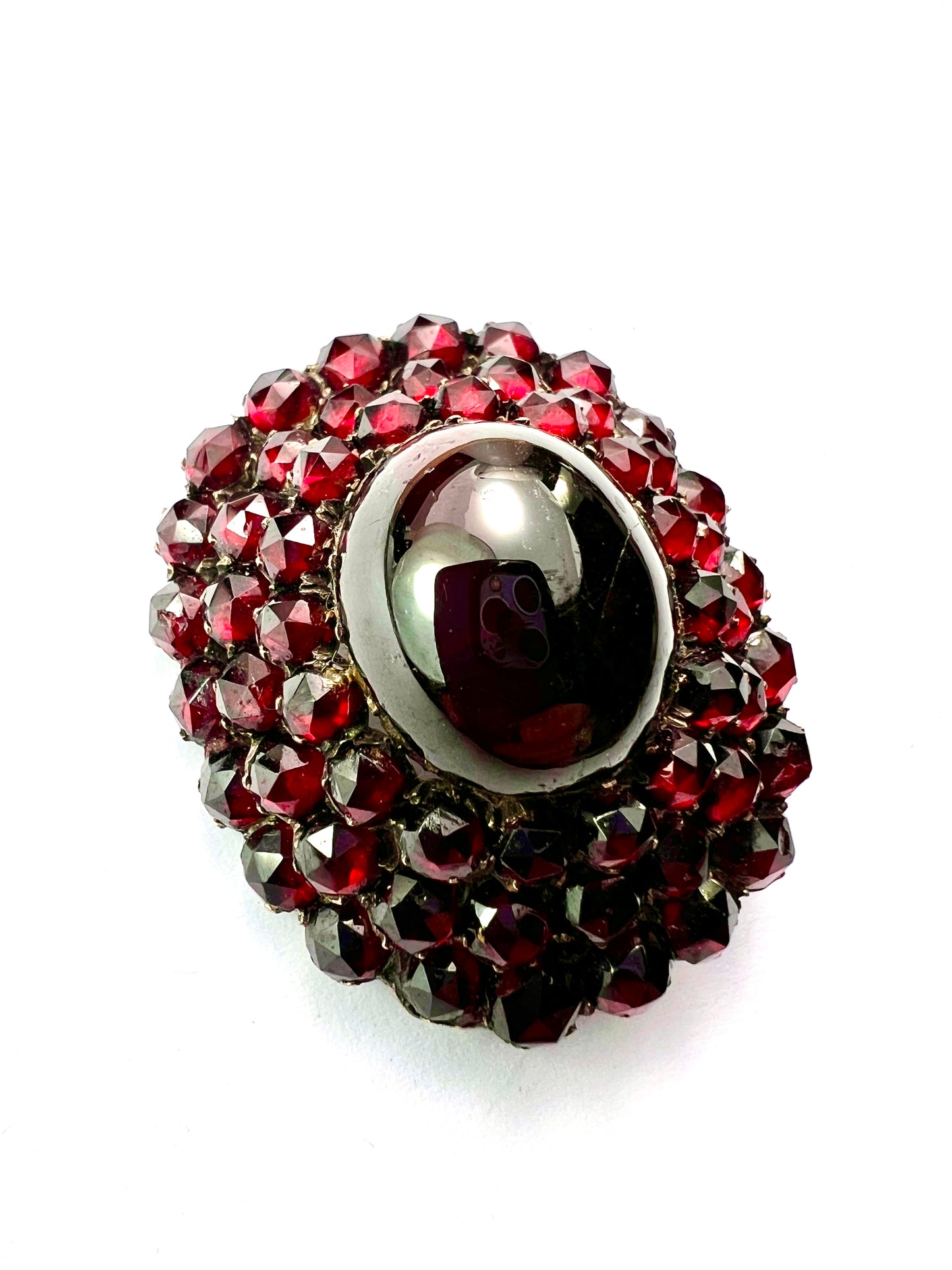 Large Victorian Garnet Cluster Brooch