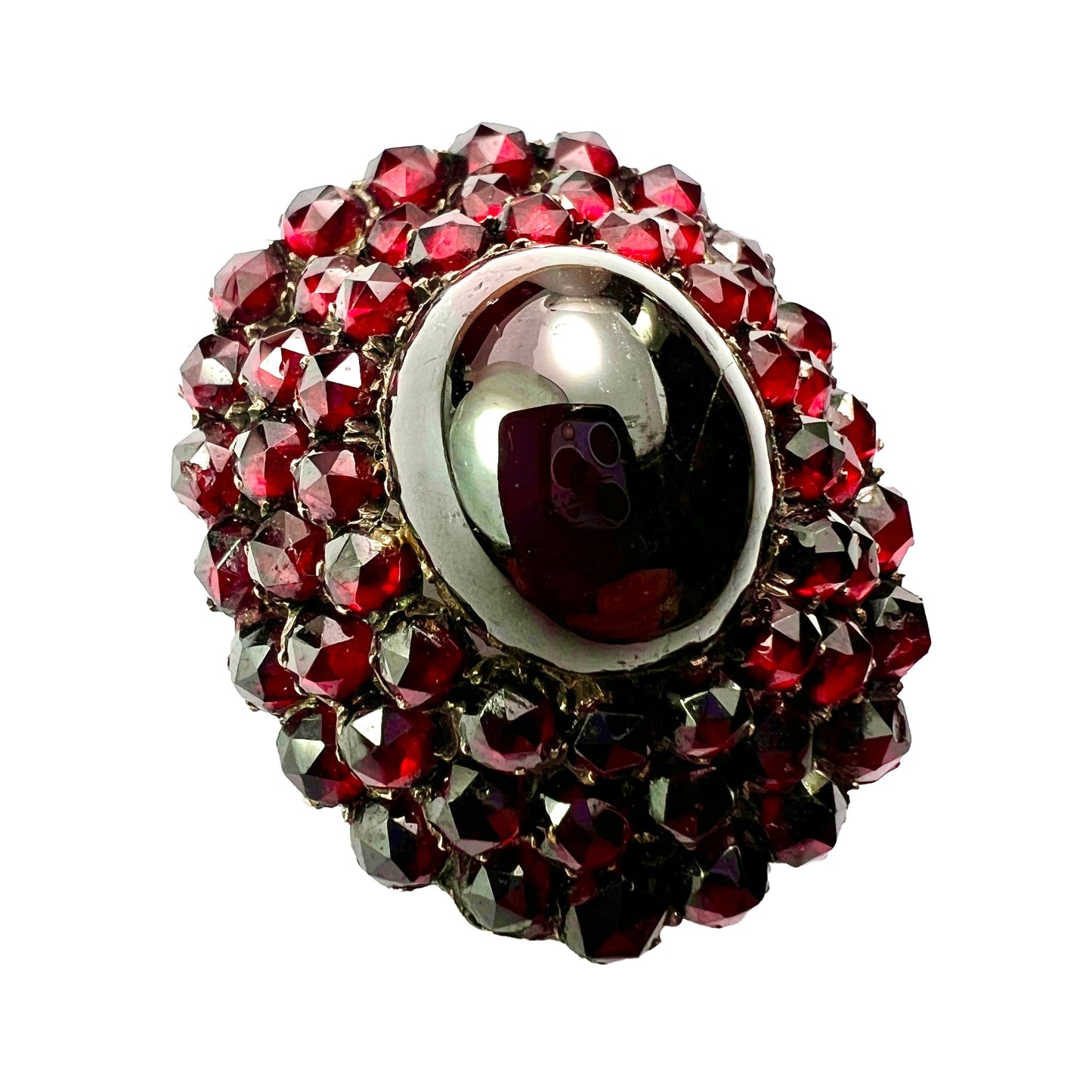 Large Victorian Garnet Cluster Brooch