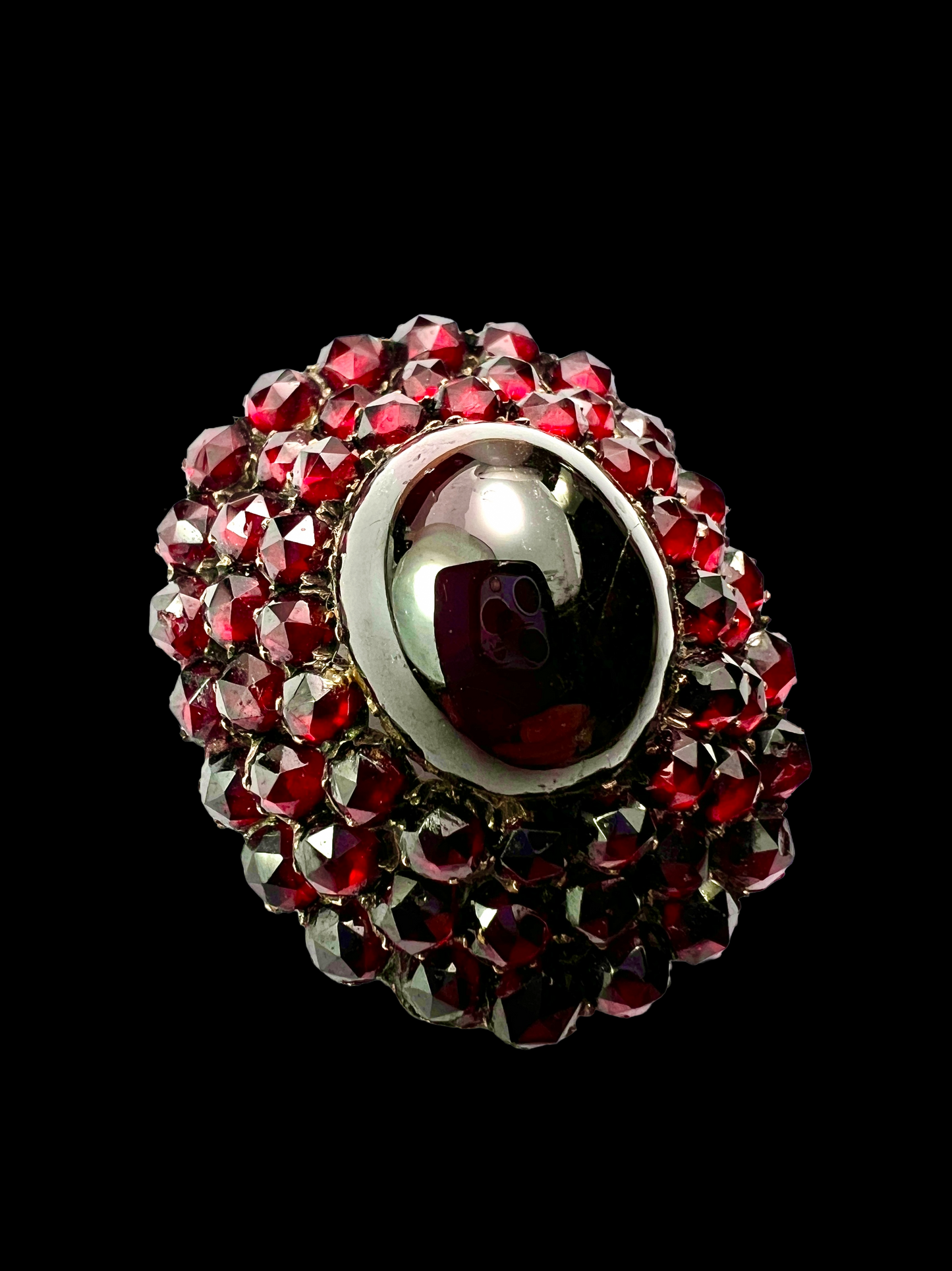 Large Victorian Garnet Cluster Brooch