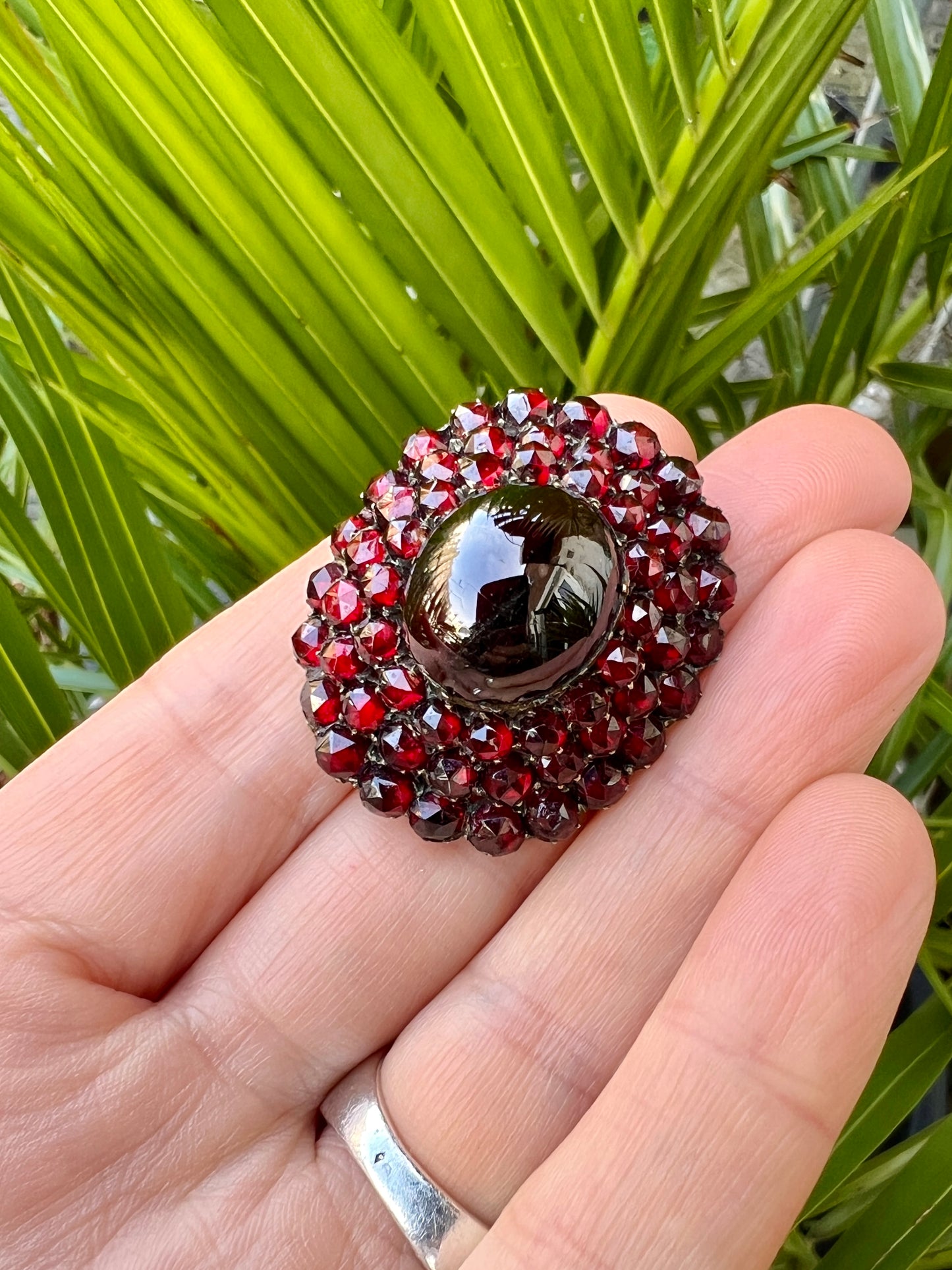 Large Victorian Garnet Cluster Brooch