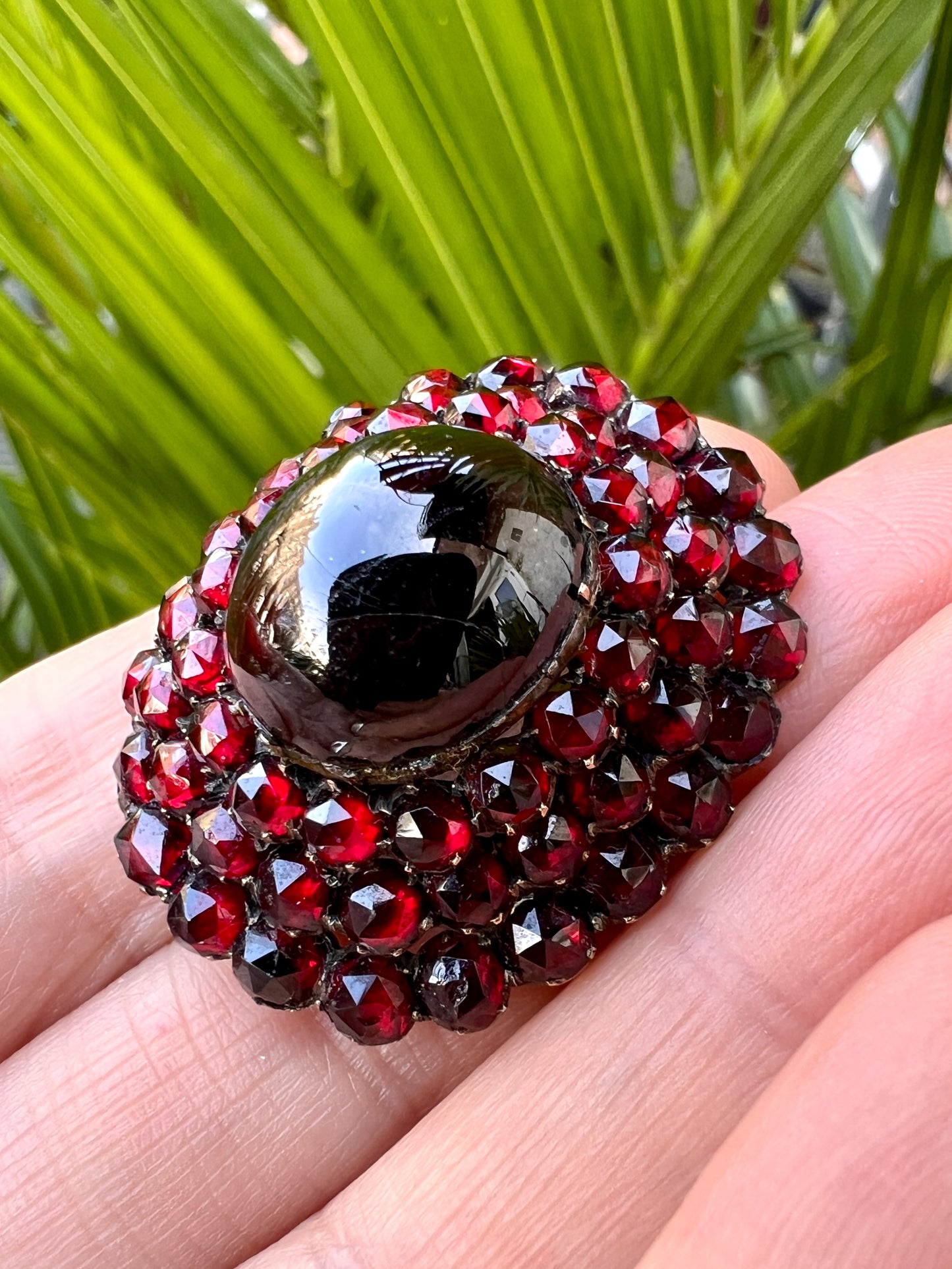 Large Victorian Garnet Cluster Brooch