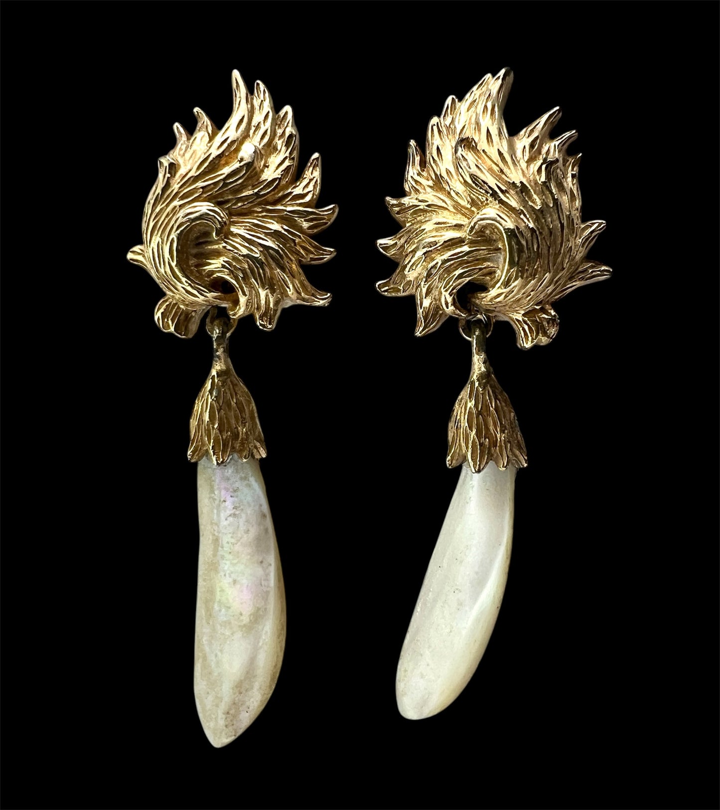 Vintage Marcel Boucher Mother of Pearl Ear Clips