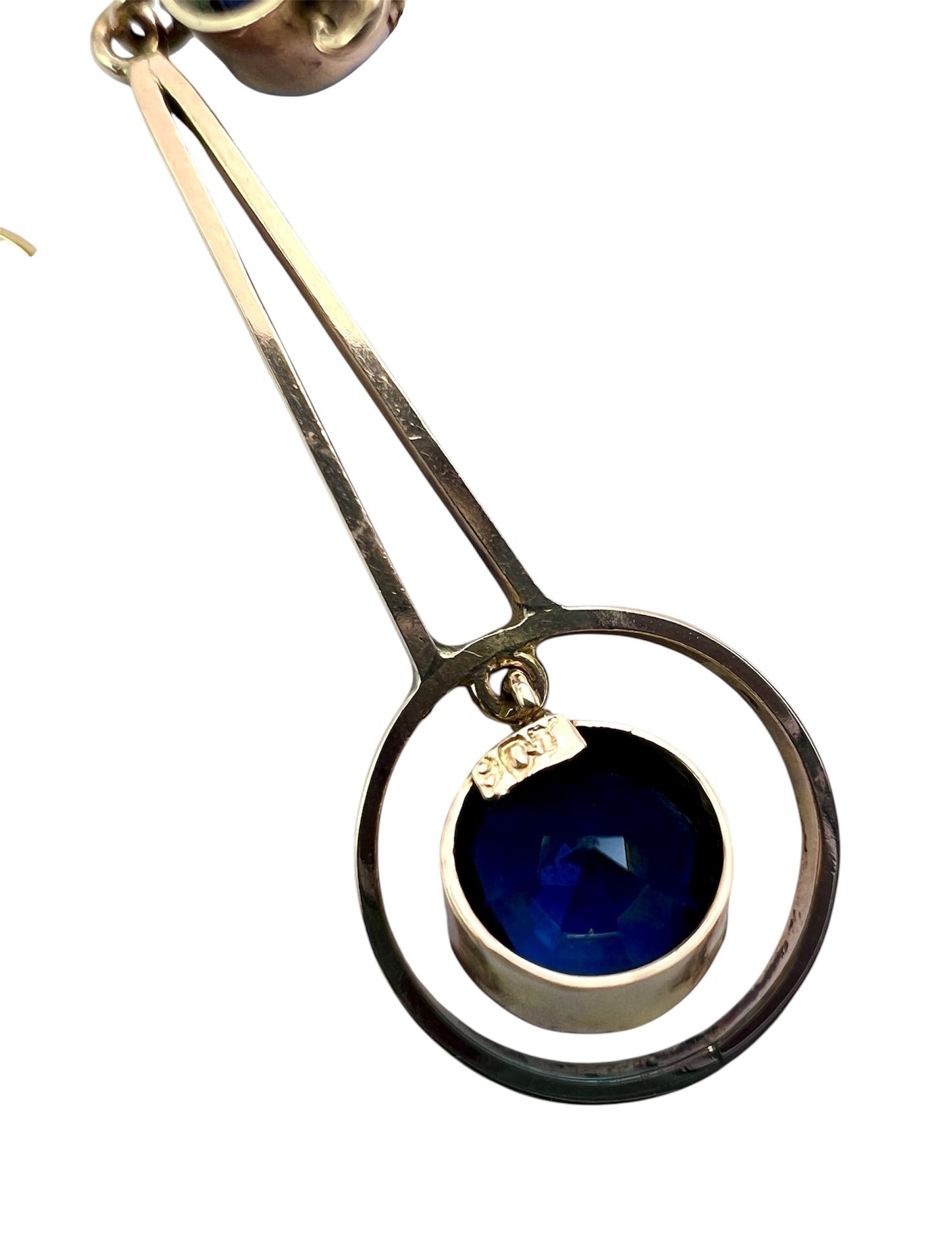 Edwardian 9CT Gold Paste Sapphire Drop Necklace