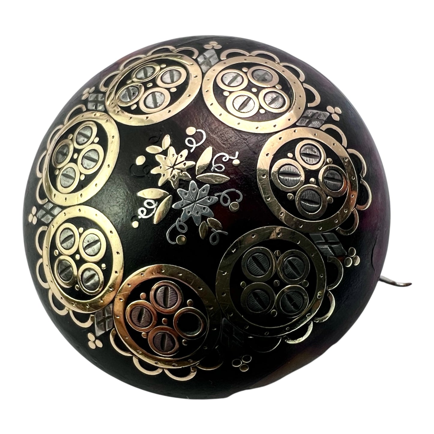 Victorian Gold and Silver Inlay Pique Brooch