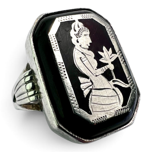 Chunky Vintage Silver Lotus Flower Ring