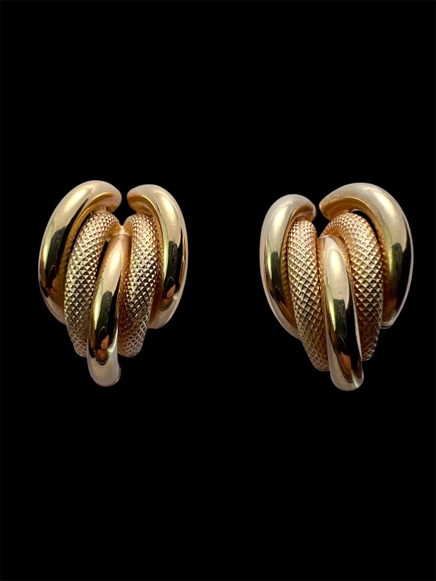 Vintage 9CT Gold Chunky Half Hoop Earrings