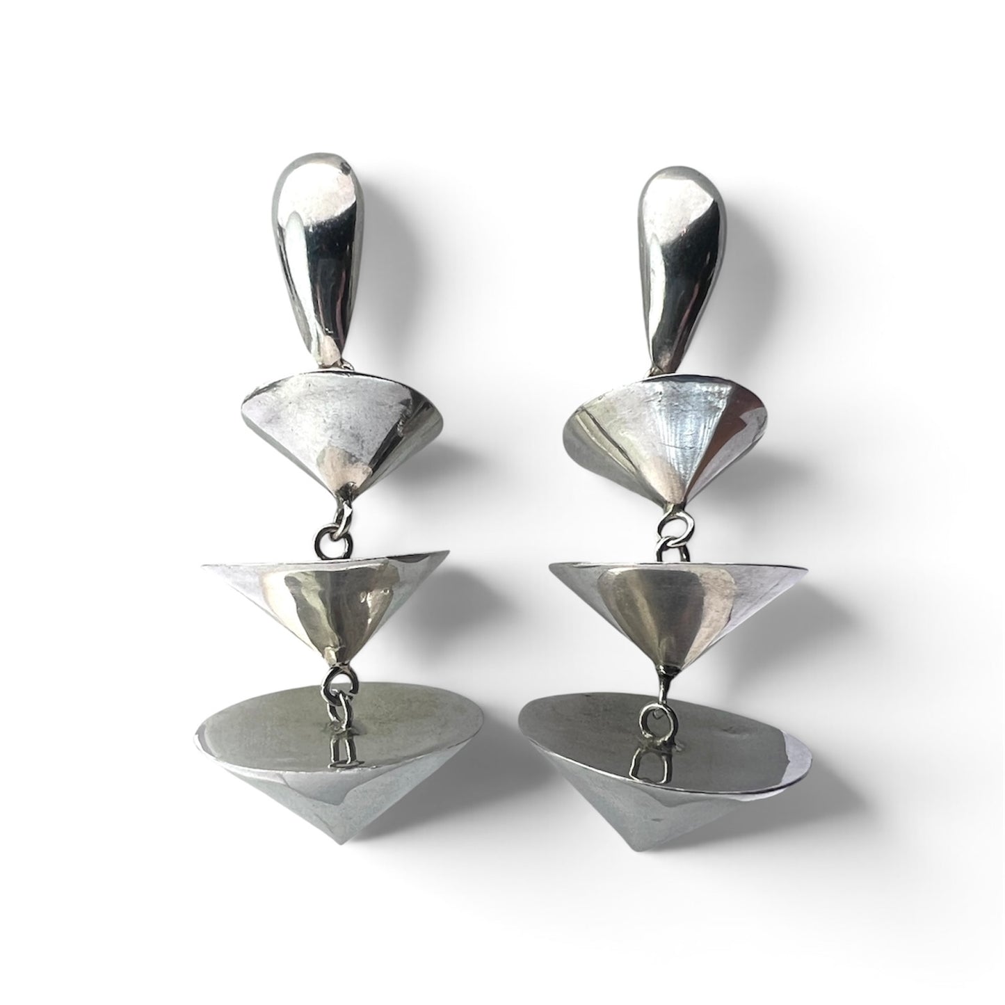 Vintage Sterling Silver Pagoda Drop Earrings