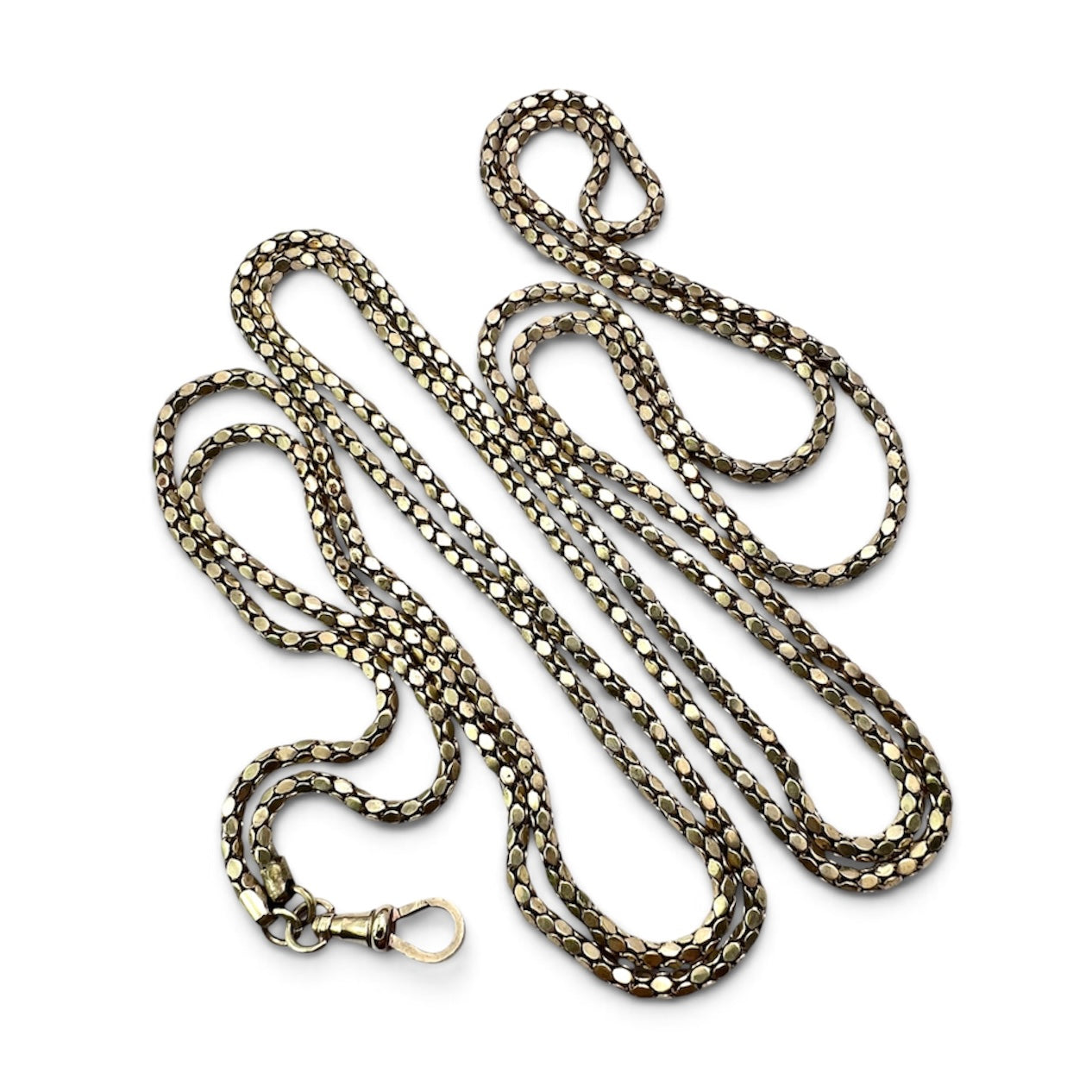 Very Long Victorian Golden Longuard Chain with Albert Clip