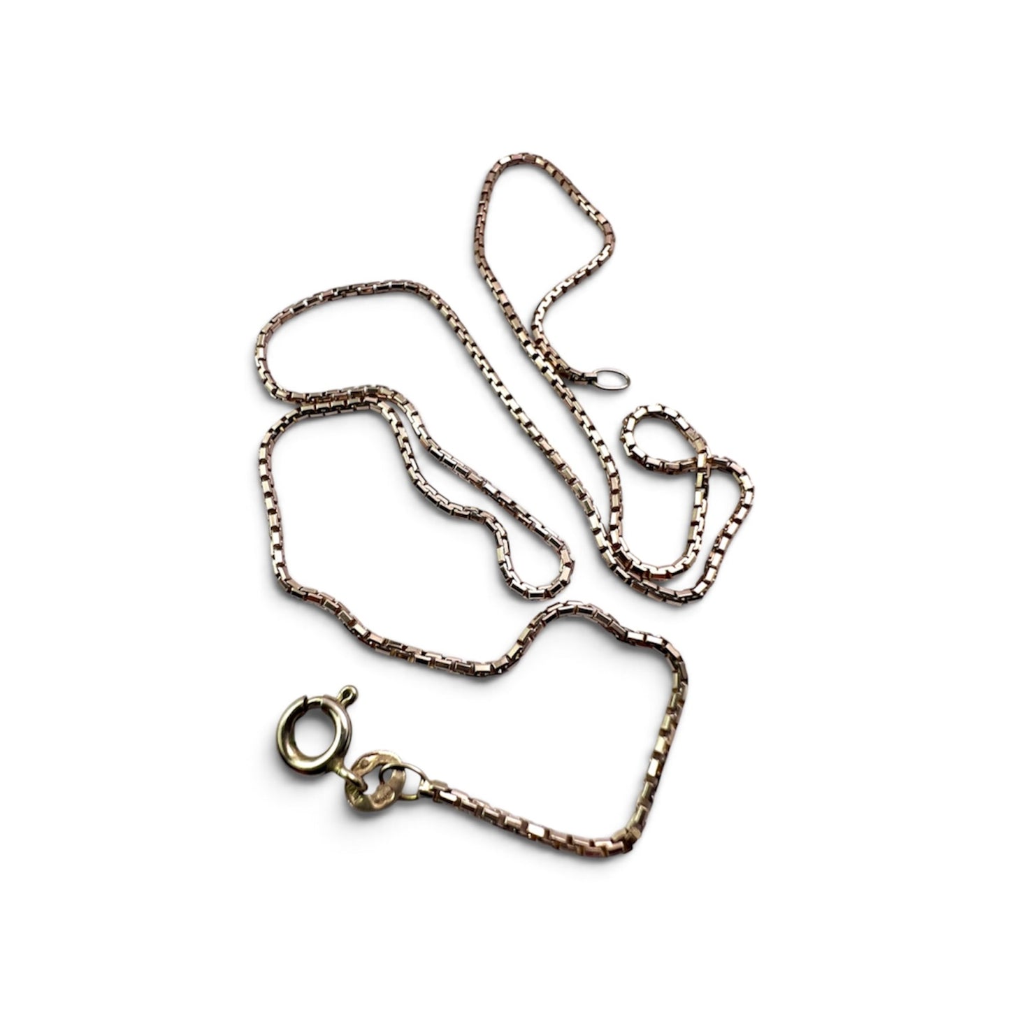 Vintage Solid 9CT Gold Mirror Box Chain Necklace
