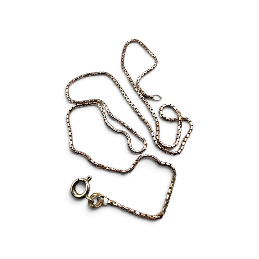 Vintage Solid 9CT Gold Mirror Box Chain Necklace