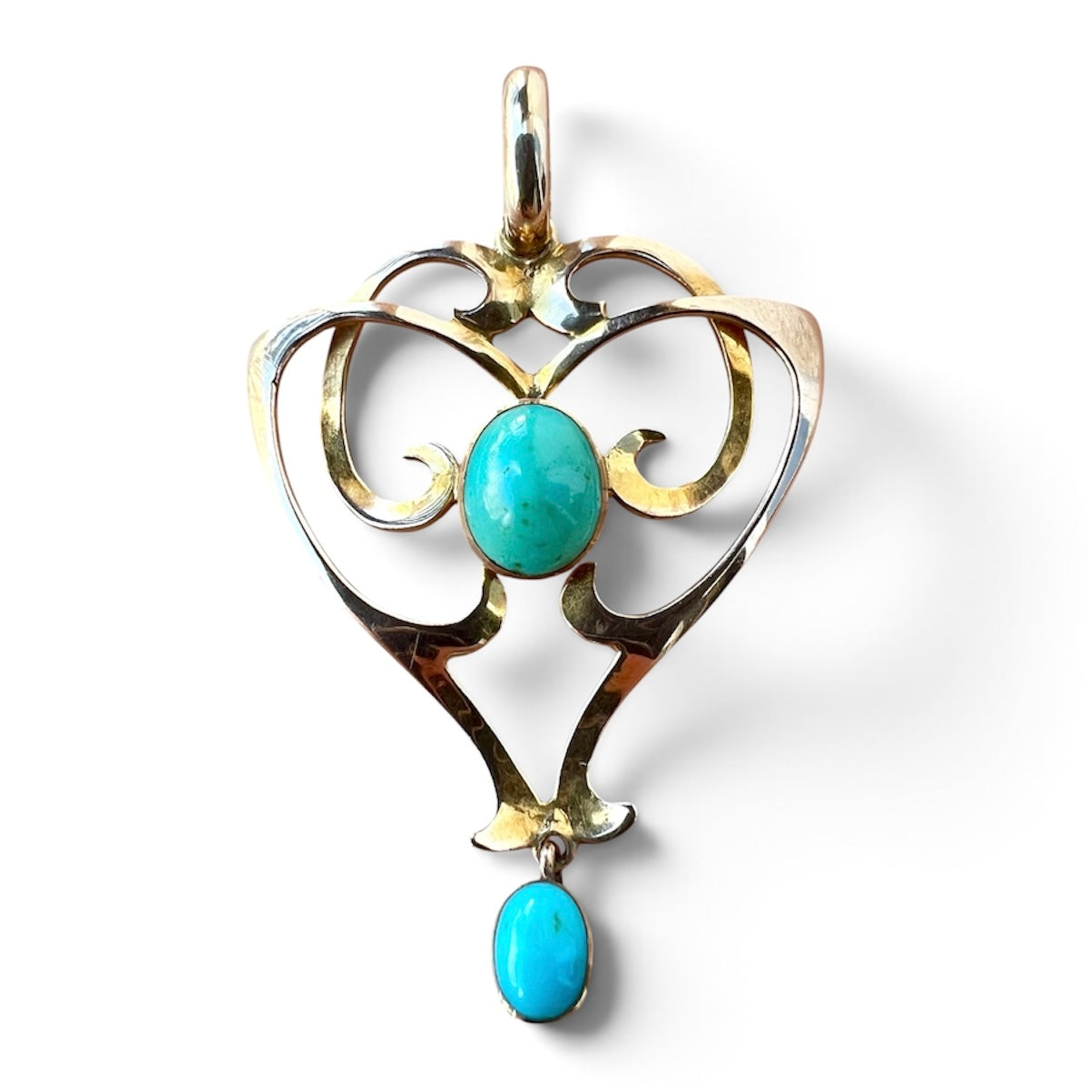Art Nouveau 9CT Gold Turquoise Pendant by Deakin & Francis