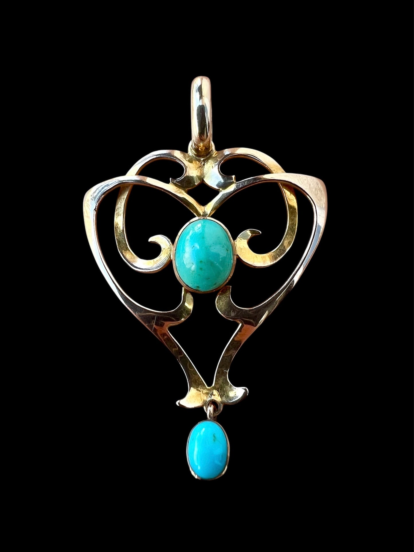 Art Nouveau 9CT Gold Turquoise Pendant by Deakin & Francis