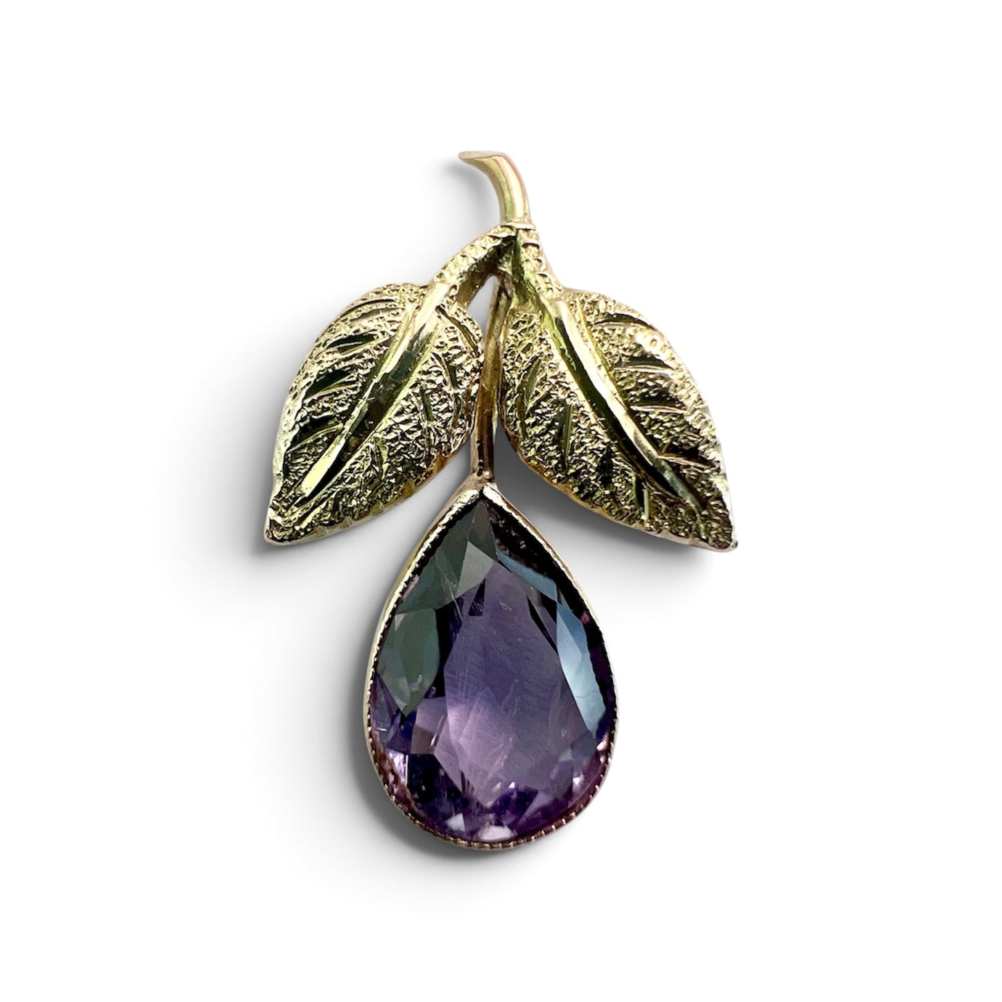 Vintage 9CT Gold Amethyst Teardrop Pendant