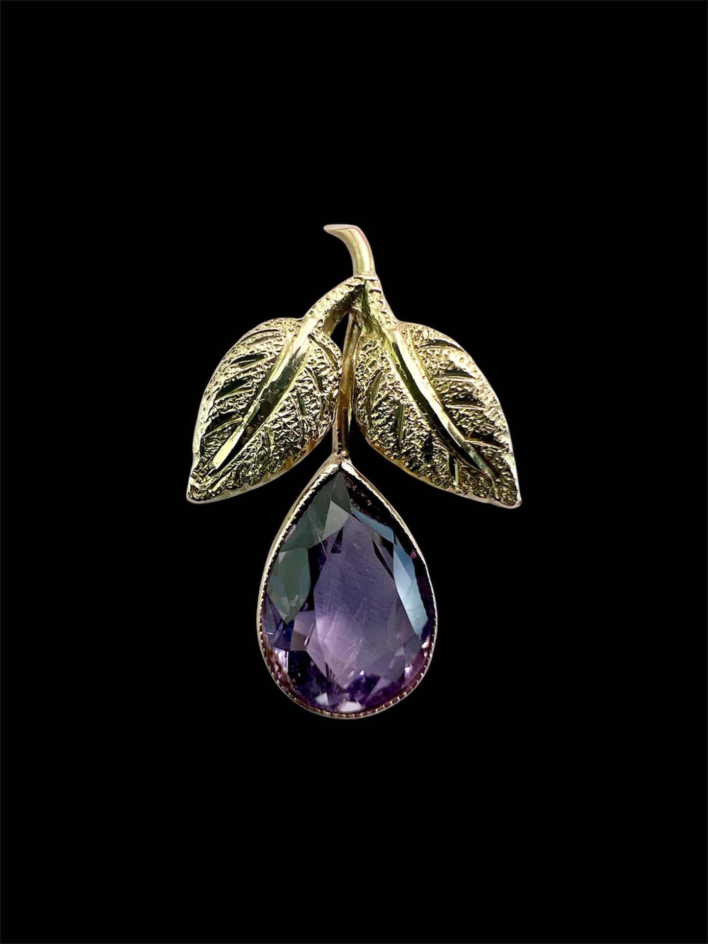 Vintage 9CT Gold Amethyst Teardrop Pendant