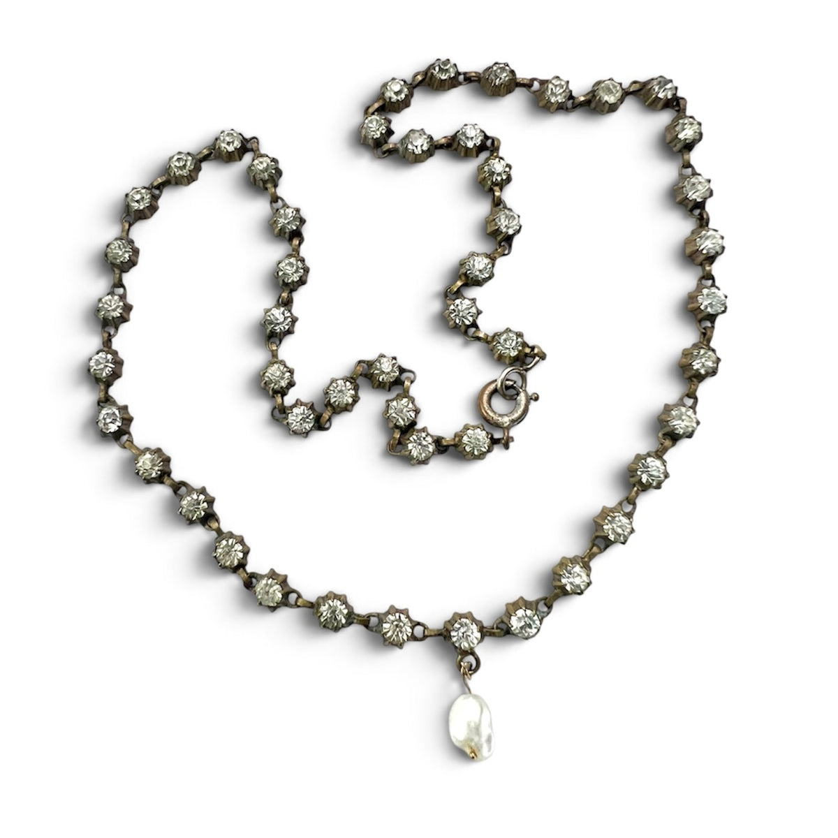 Victorian Paste and Pearl Drop Chain Necklace