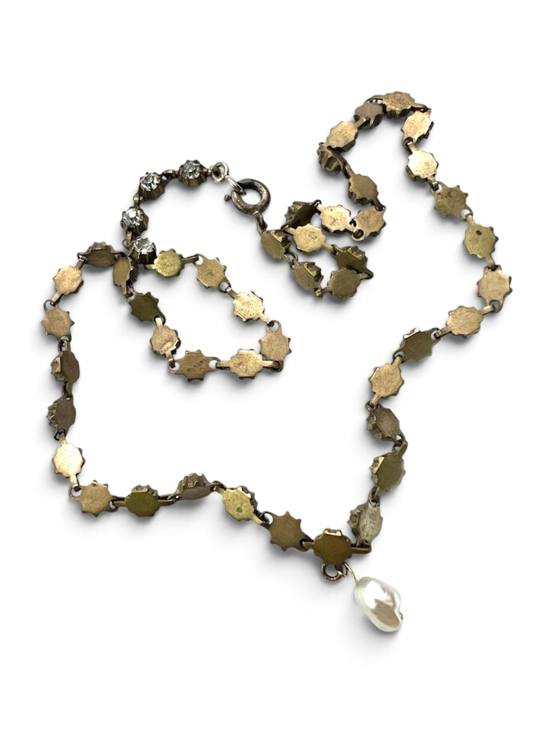 Victorian Paste and Pearl Drop Chain Necklace