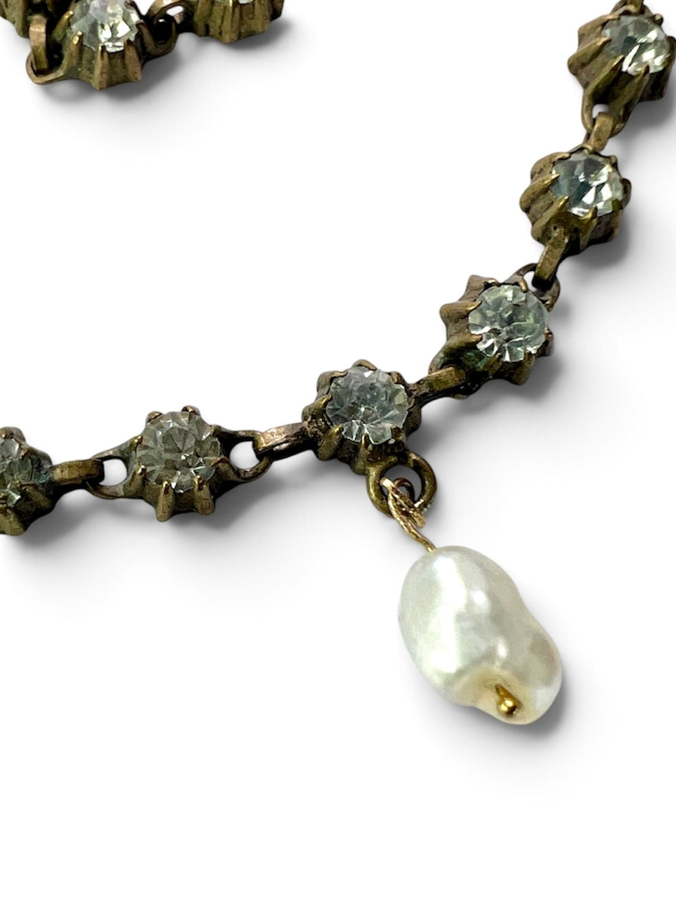 Victorian Paste and Pearl Drop Chain Necklace