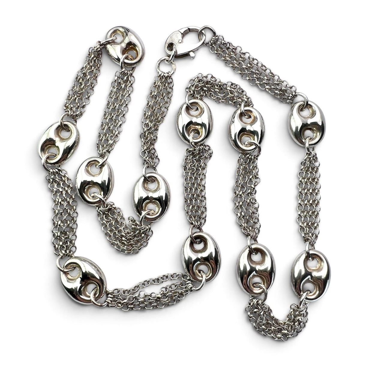 Vintage Sterling Silver Mariner Chain Necklace