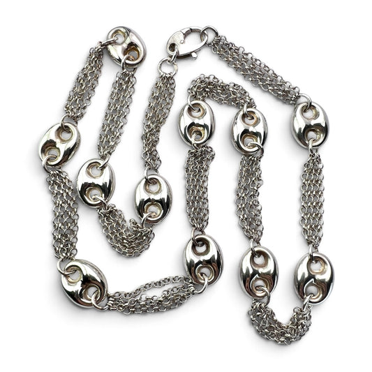Vintage Sterling Silver Mariner Chain Necklace