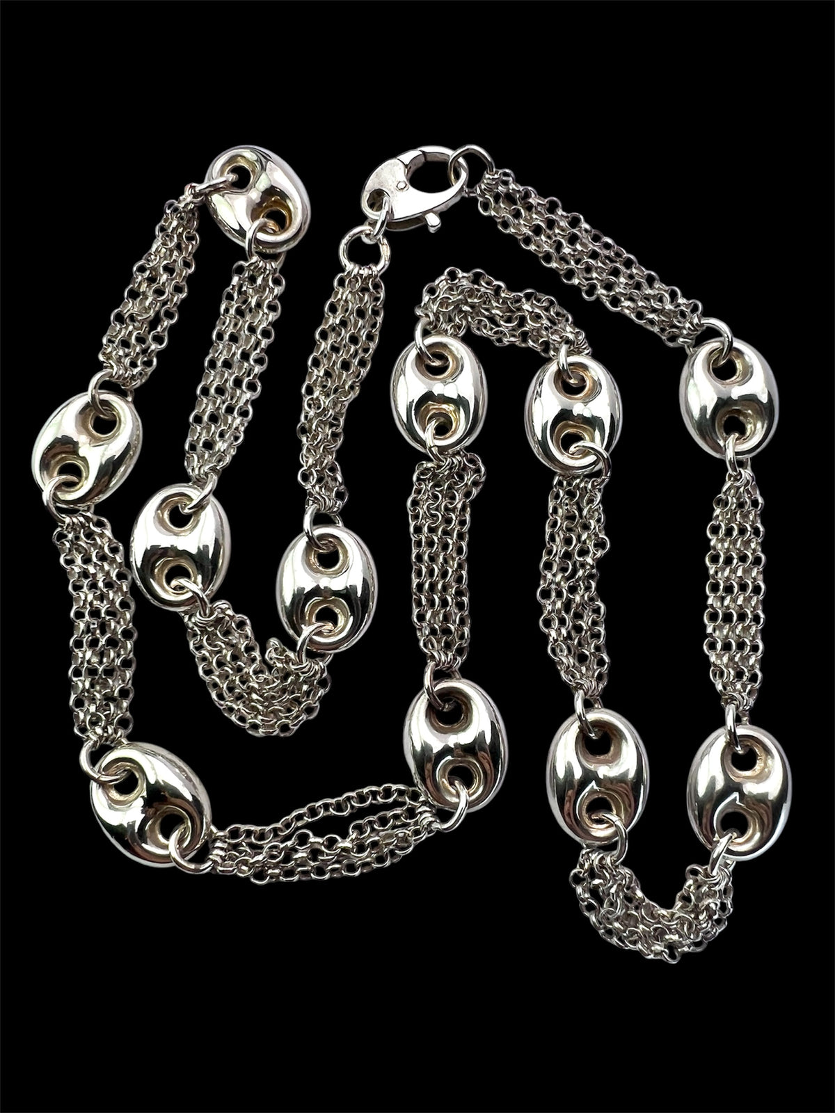 Vintage Sterling Silver Mariner Chain Necklace