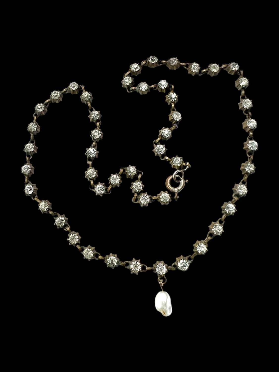 Victorian Paste and Pearl Drop Chain Necklace