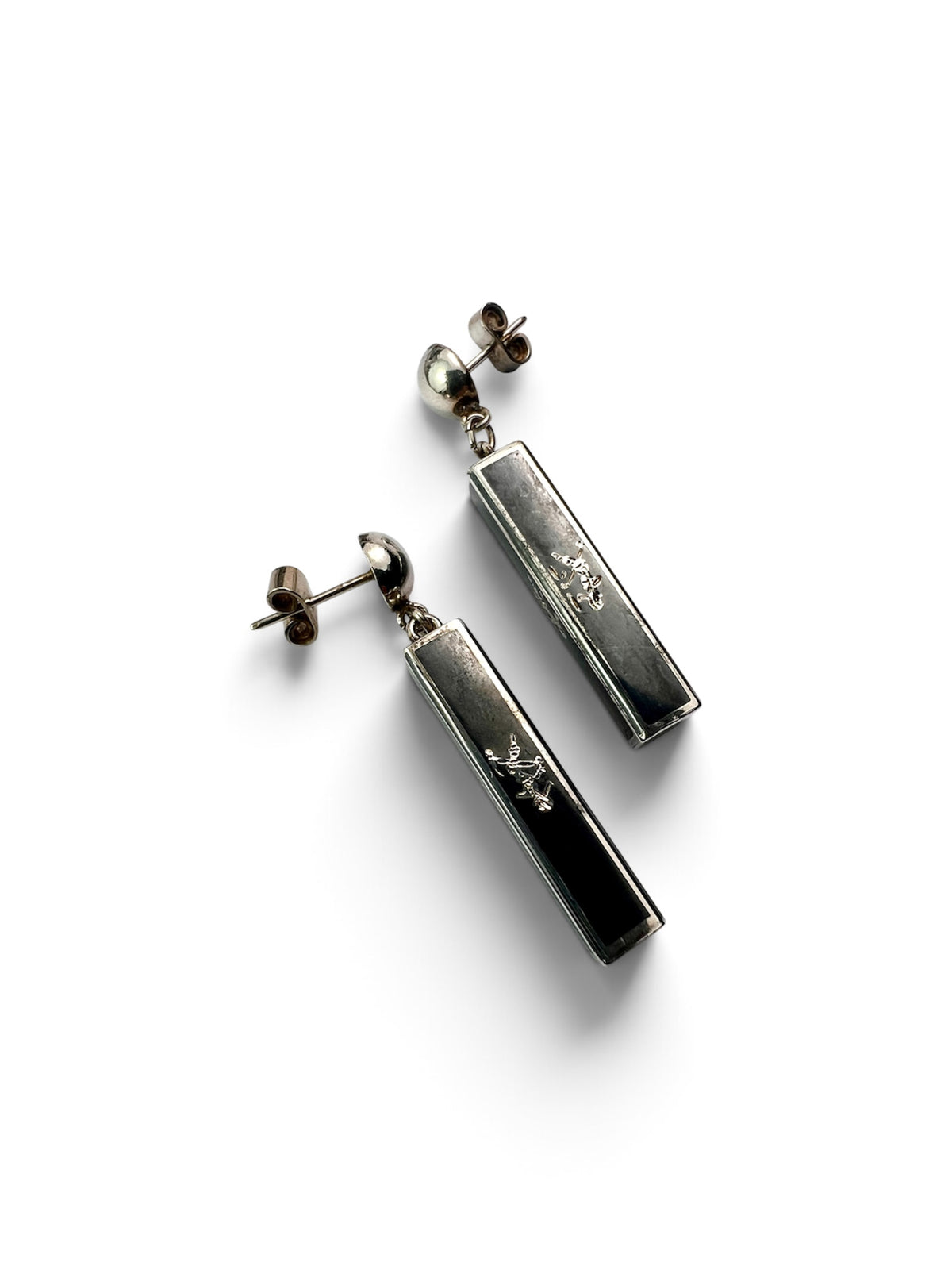 Vintage Silver Siam Thai Niello Earrings