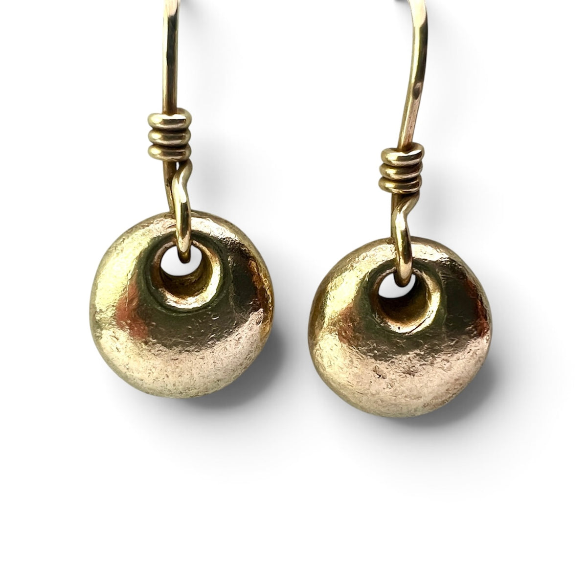 Vintage Silver Puffy Donut Drop Earrings