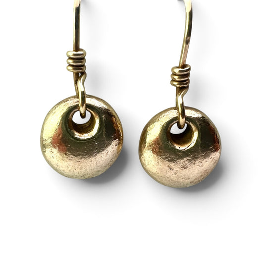 Vintage Silver Puffy Donut Drop Earrings