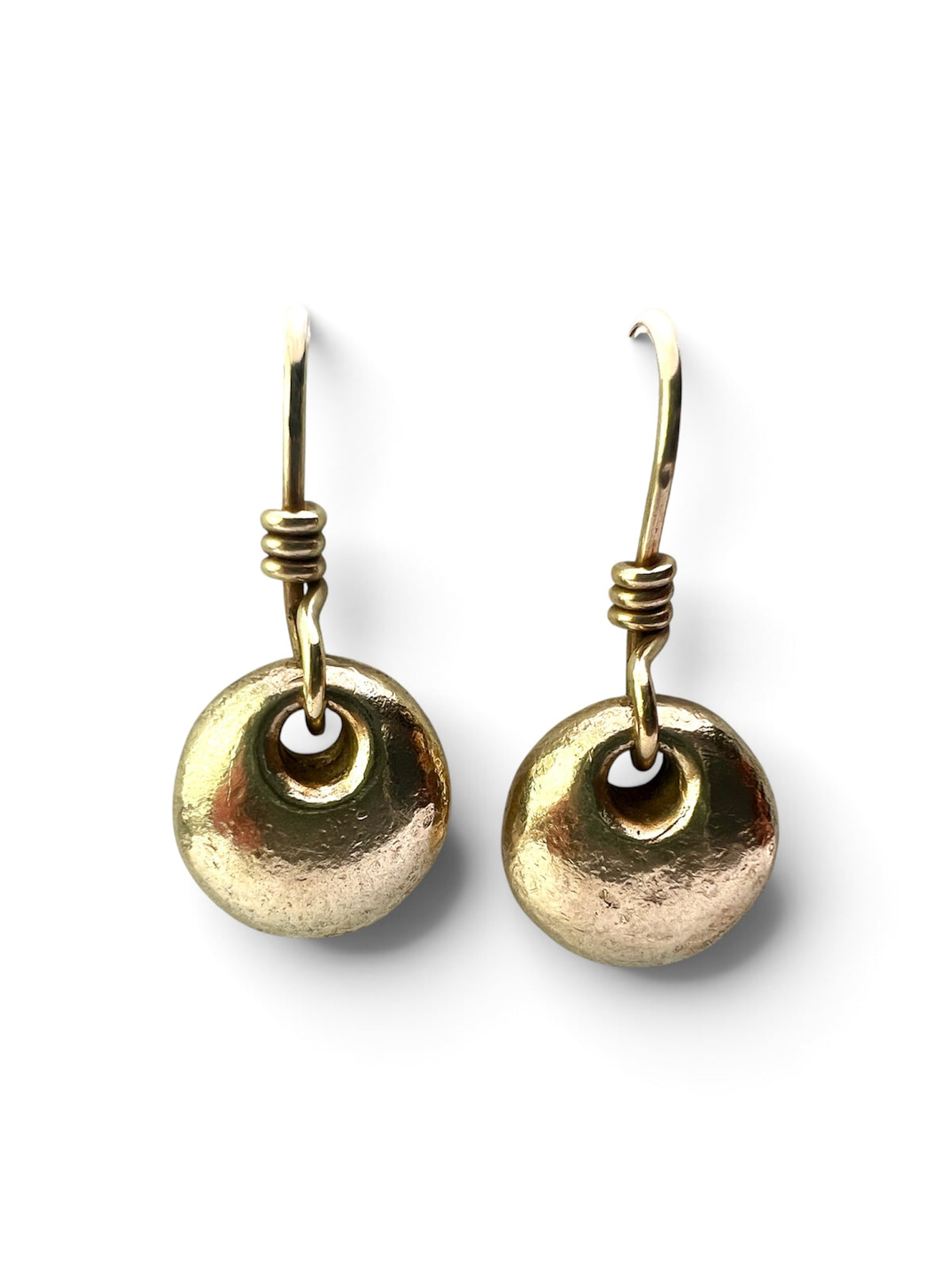 Vintage Silver Puffy Donut Drop Earrings