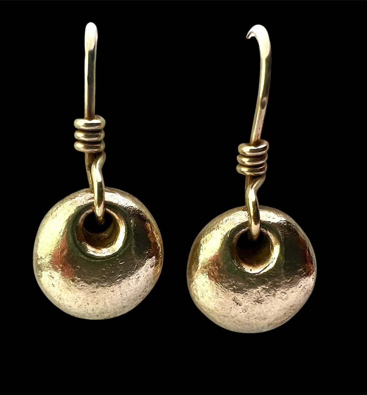 Vintage Silver Puffy Donut Drop Earrings