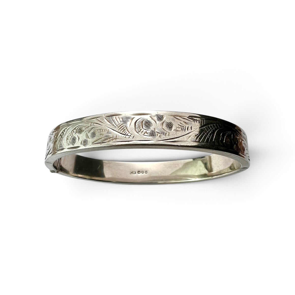 Vintage Charles Horner Sterling Silver Engraved Hinged Bangle