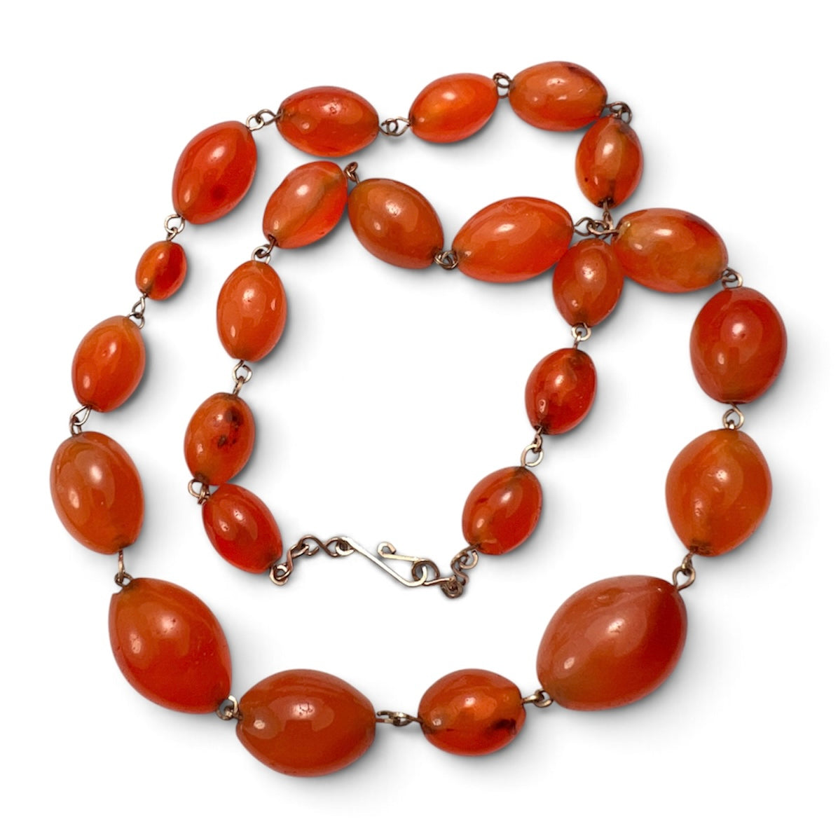 Art Deco Carnelian Agate Graduated Bead Necklace